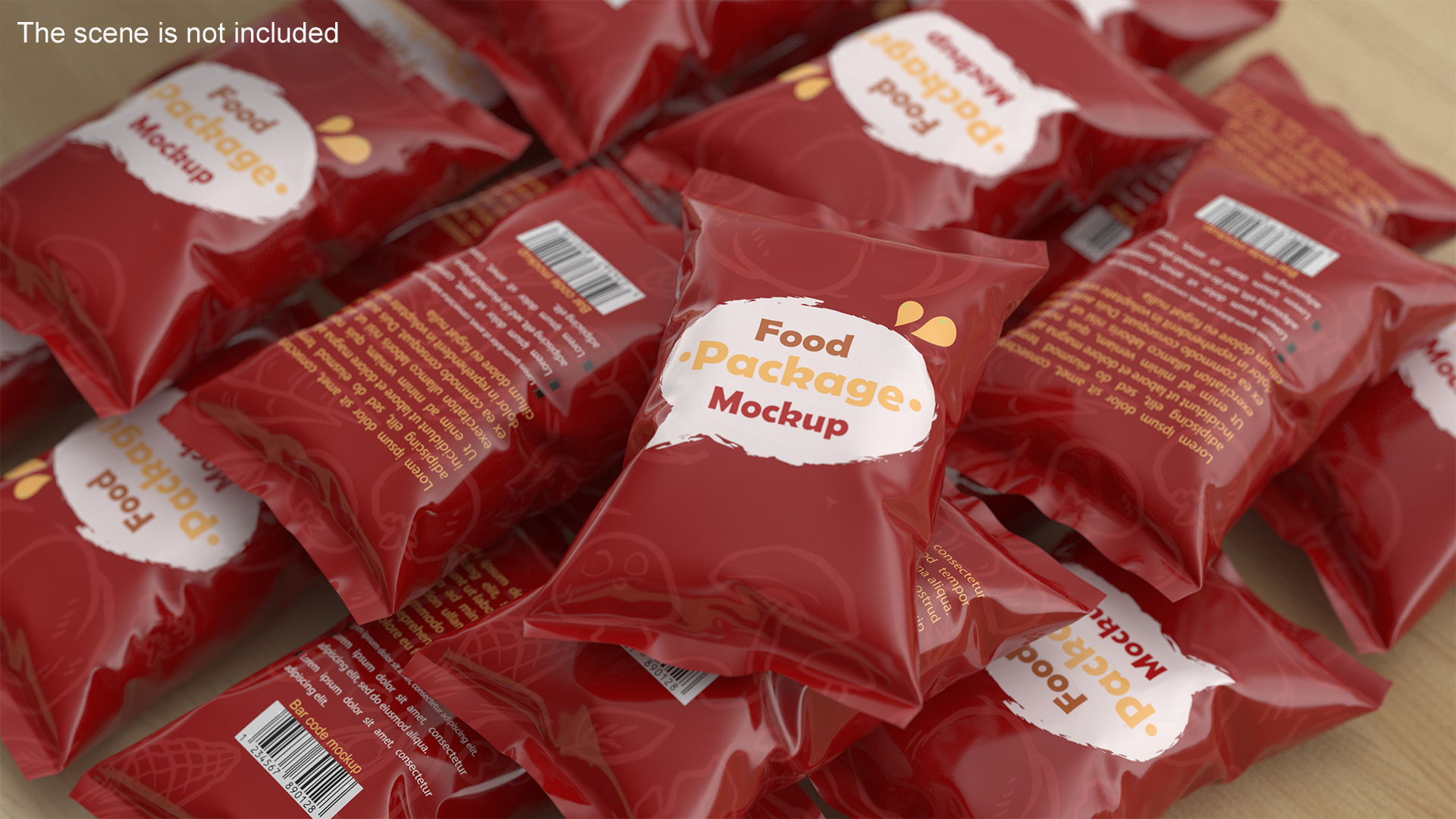 3D Mockup Food Package Red model