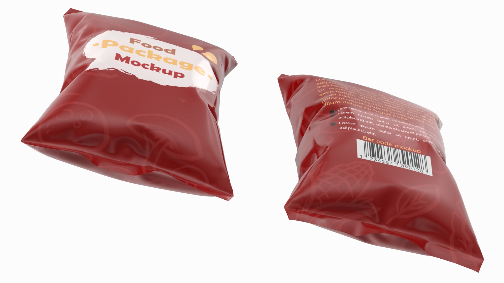 3D Mockup Food Package Red model