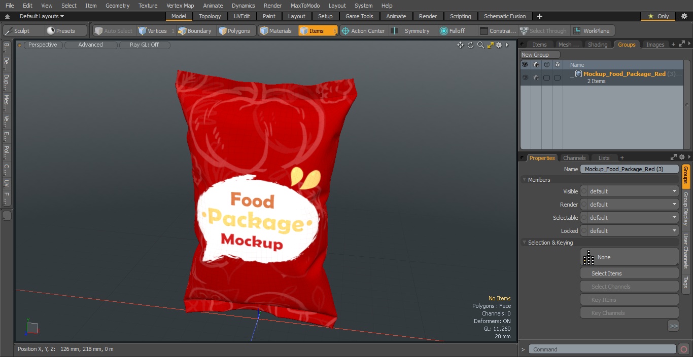 3D Mockup Food Package Red model