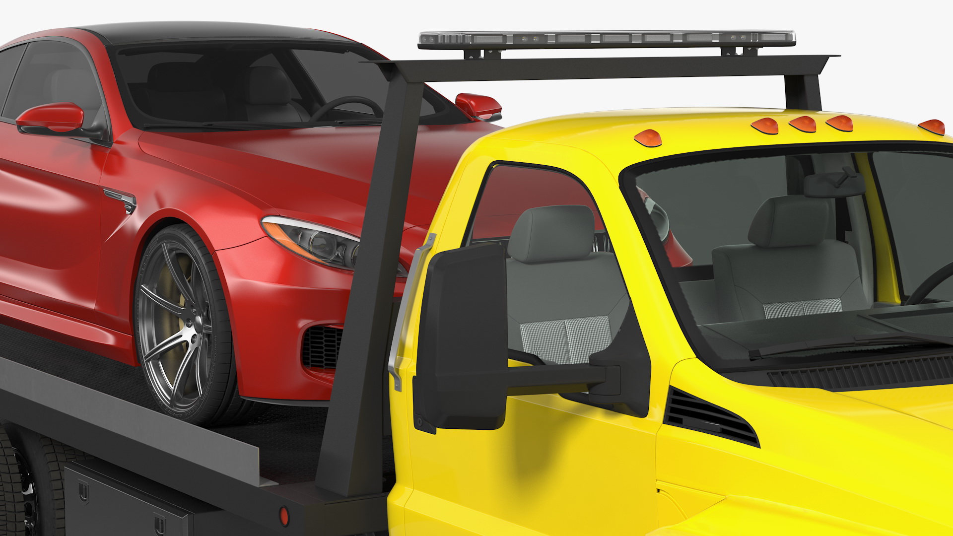 3D Tow Truck with Evacuated Car model