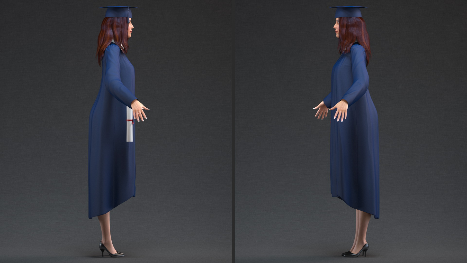 3D model Female Graduate Student T Pose