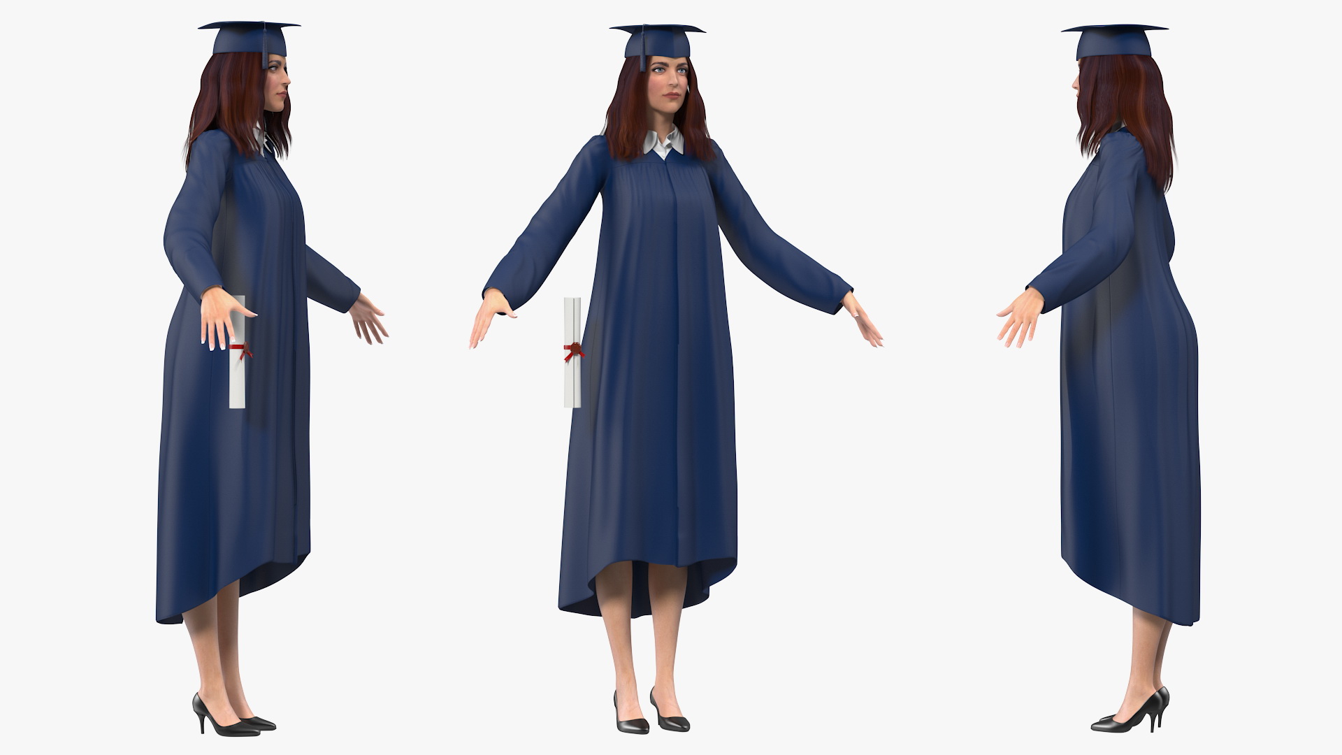 3D model Female Graduate Student T Pose