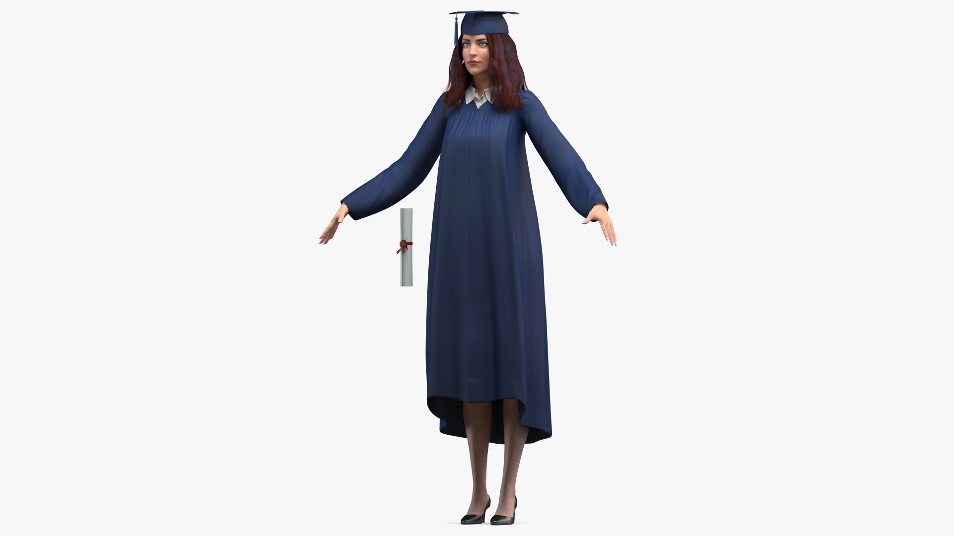 3D model Female Graduate Student T Pose