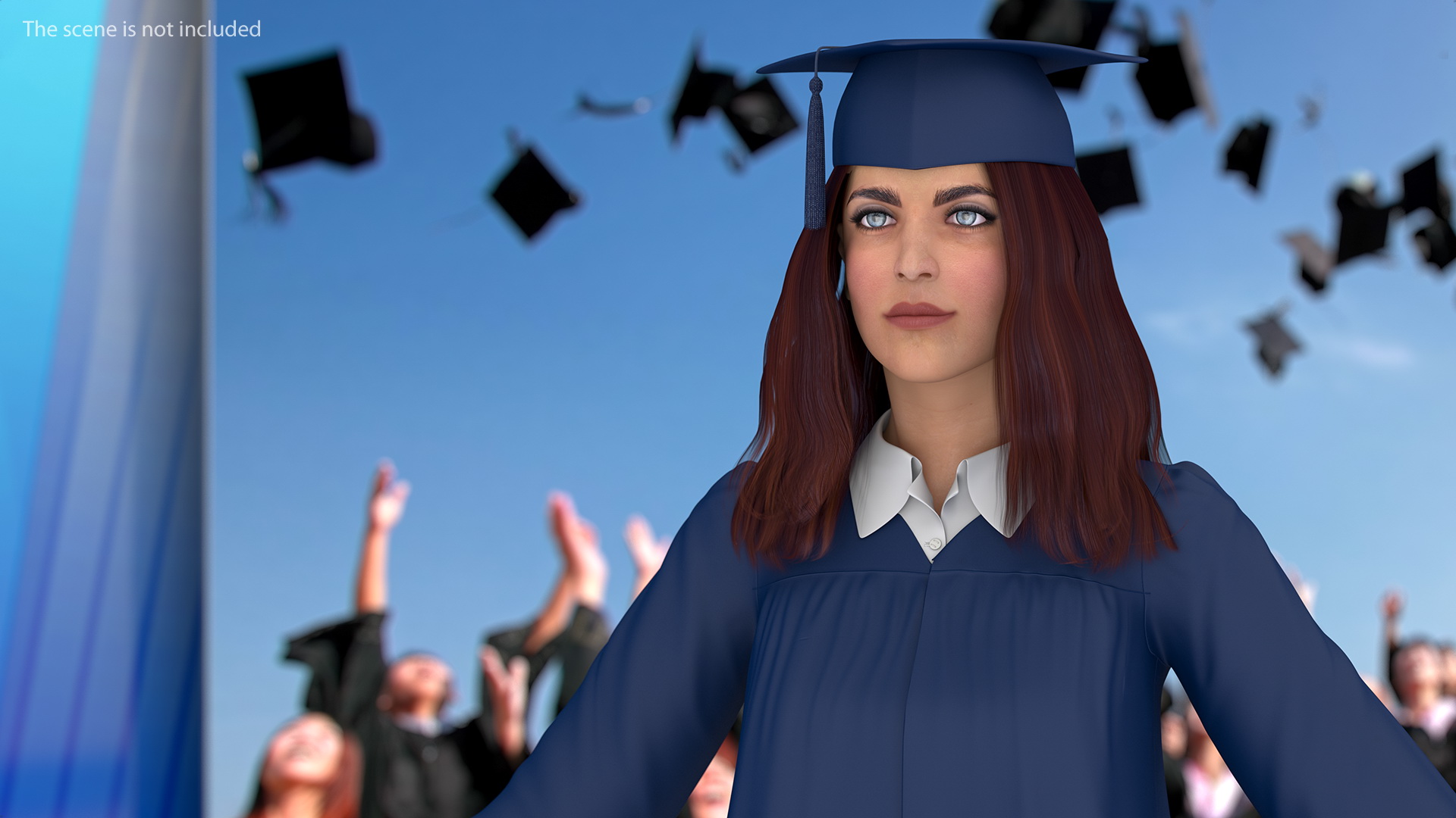 3D model Female Graduate Student T Pose