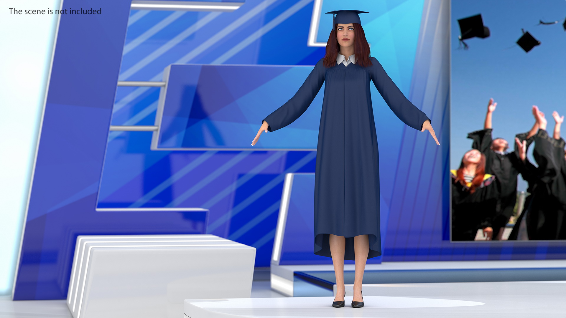 3D model Female Graduate Student T Pose