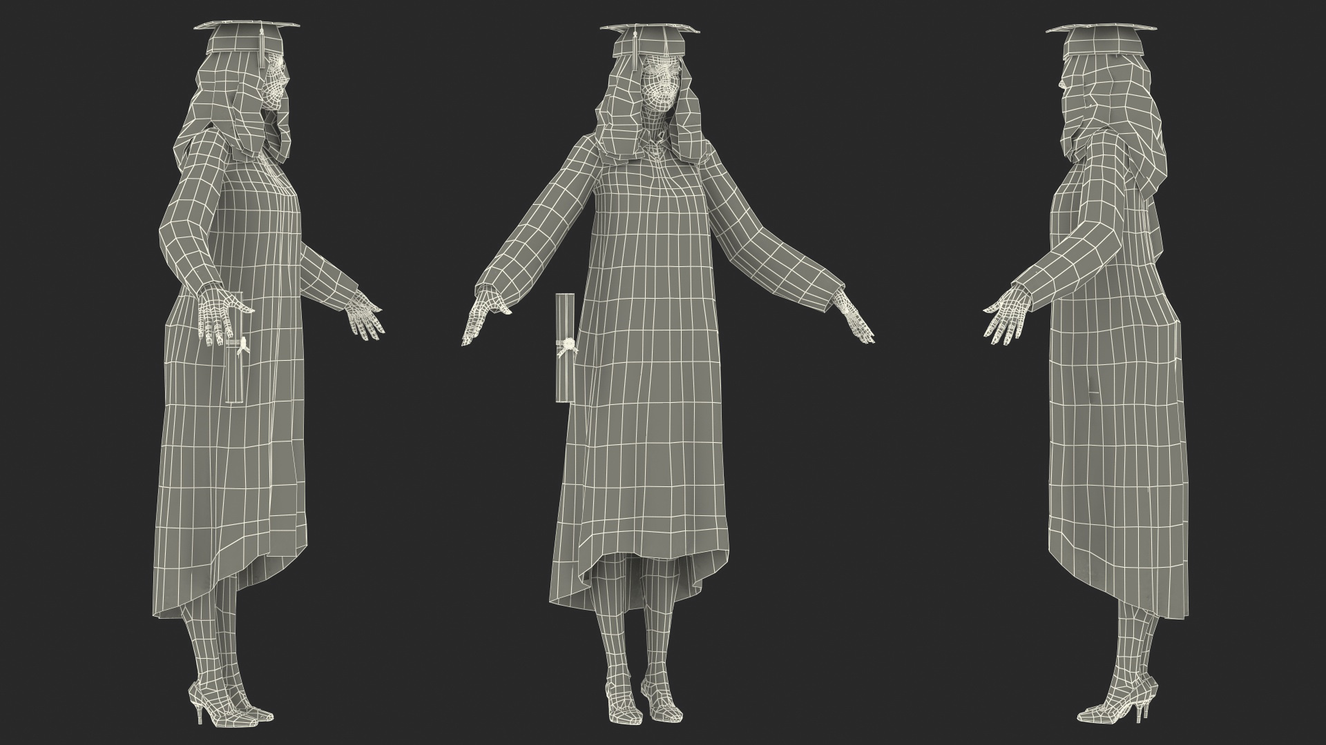 3D model Female Graduate Student T Pose