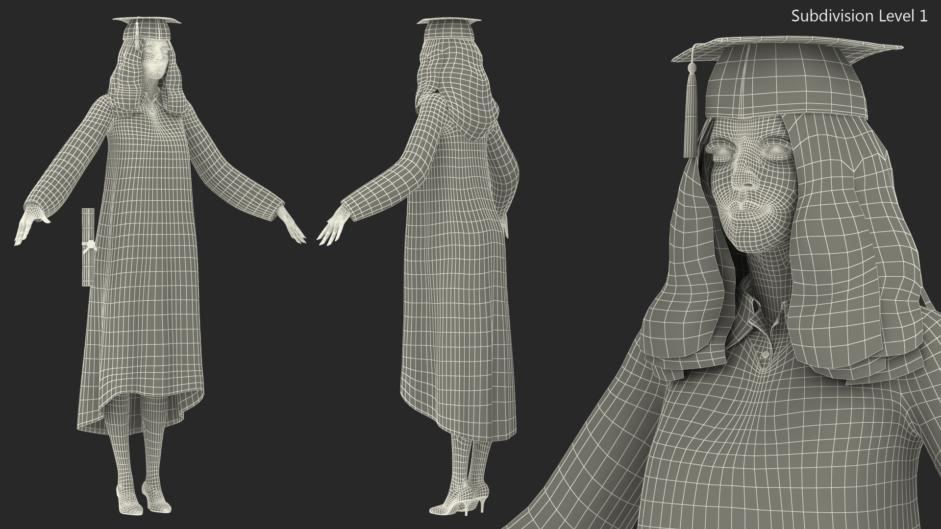 3D model Female Graduate Student T Pose