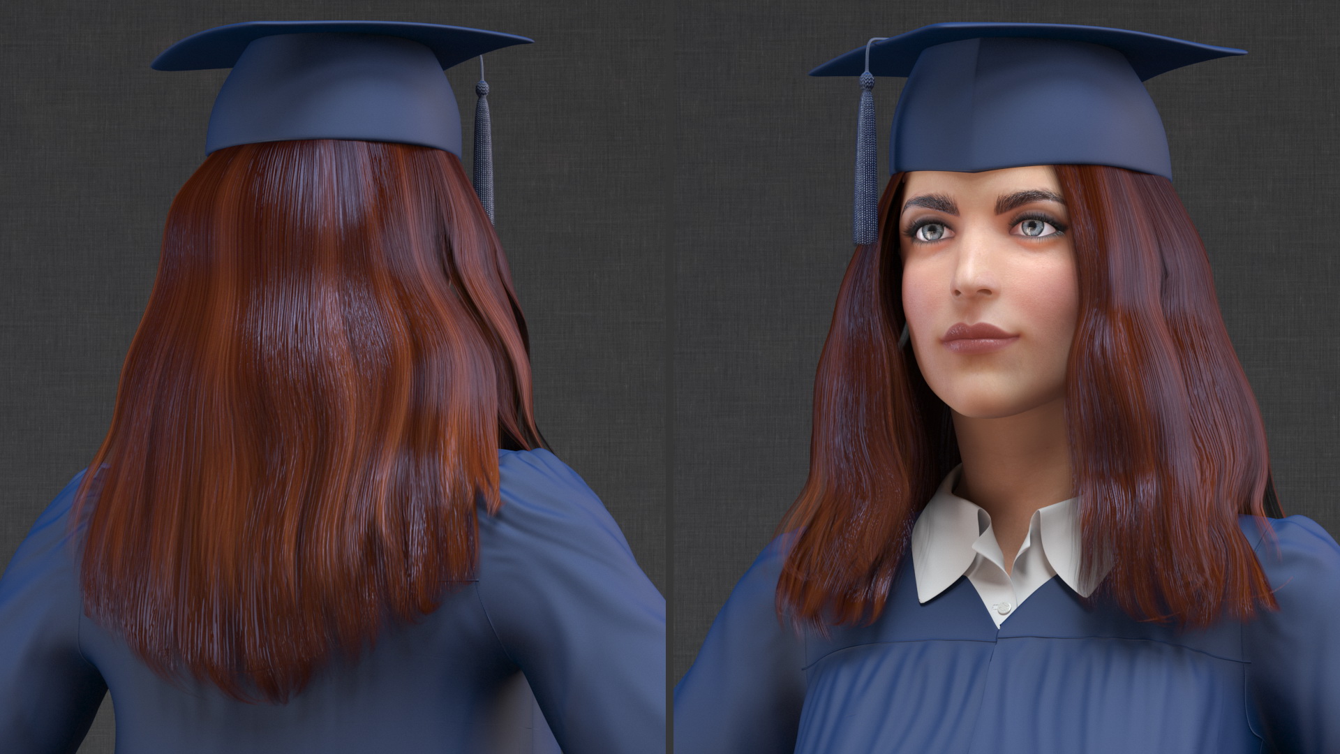 3D model Female Graduate Student T Pose