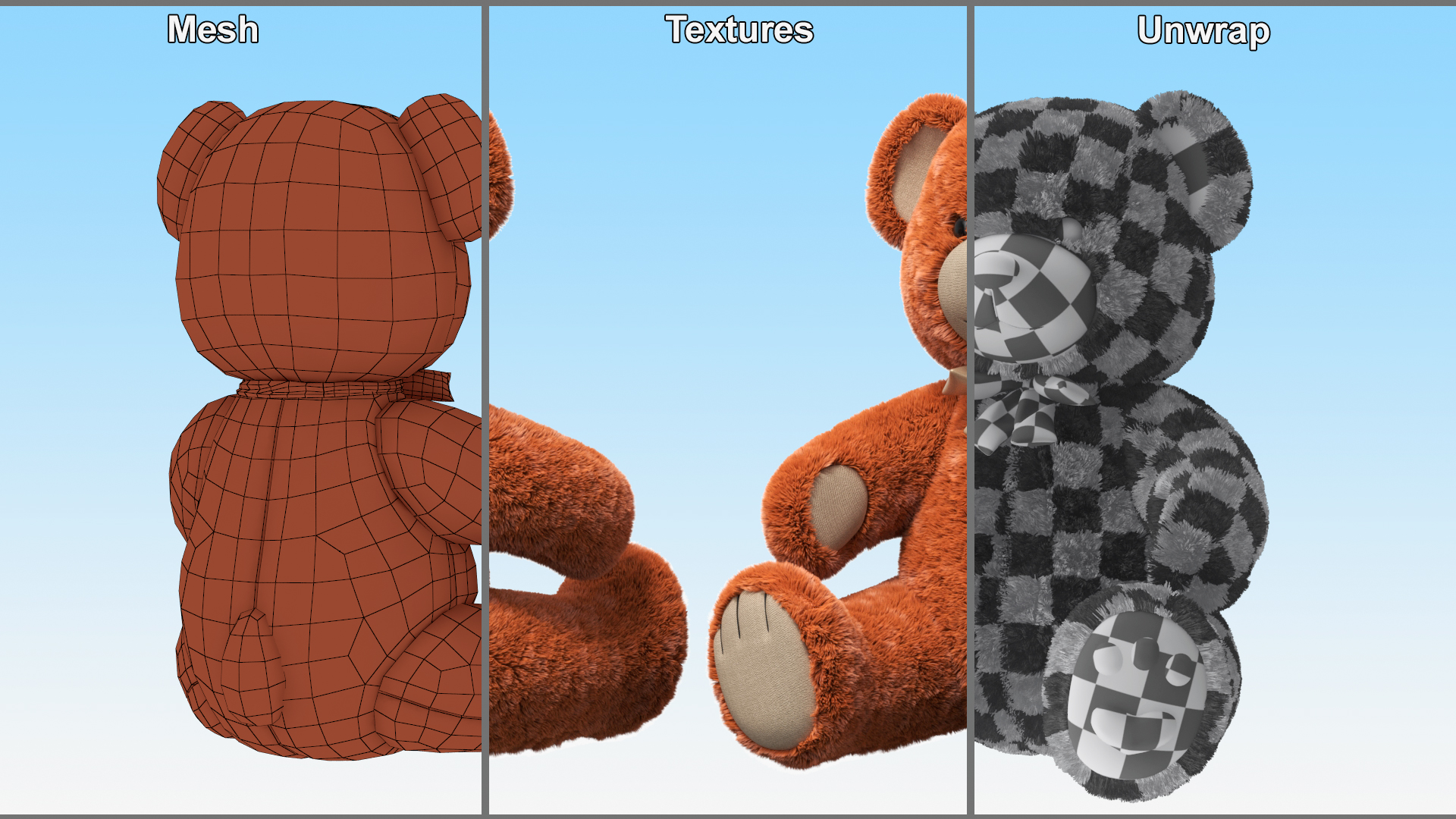 3D model Teddy Bear Brown Fur