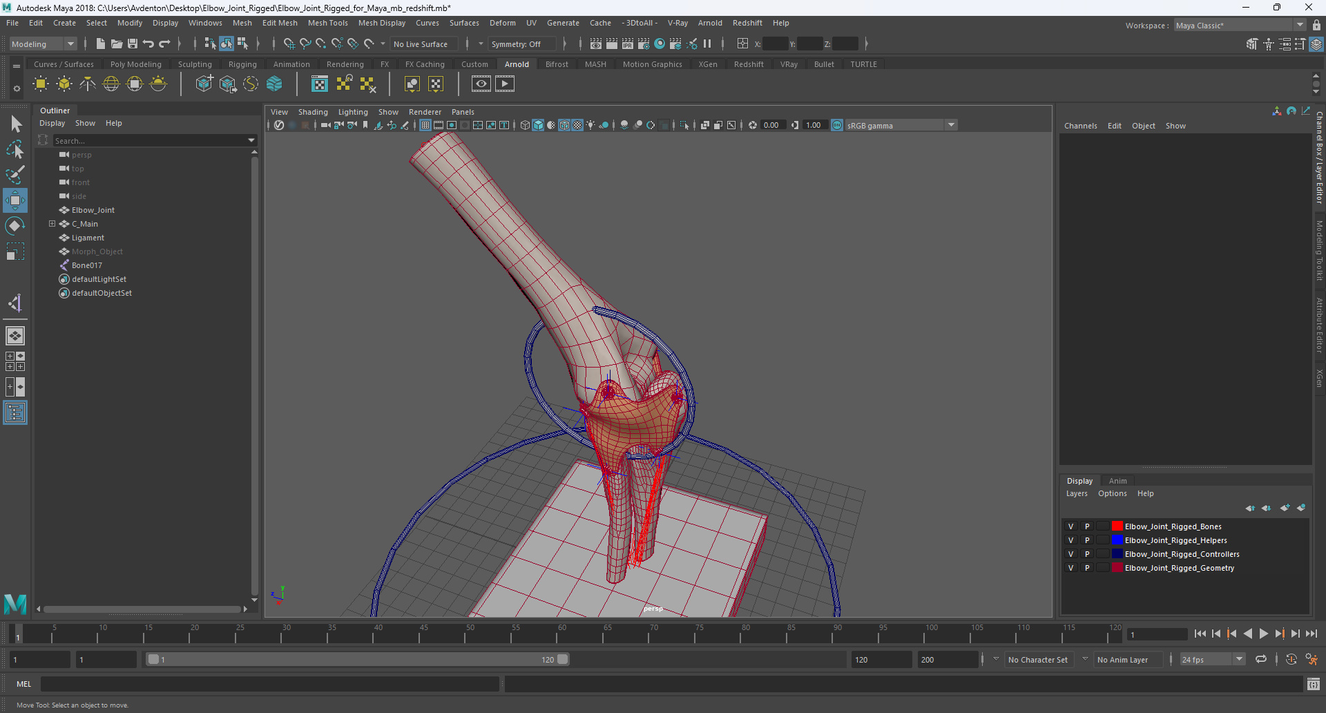 Elbow Joint Rigged for Maya 3D