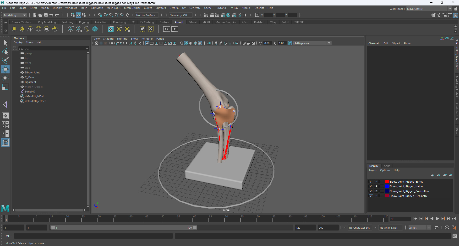 Elbow Joint Rigged for Maya 3D