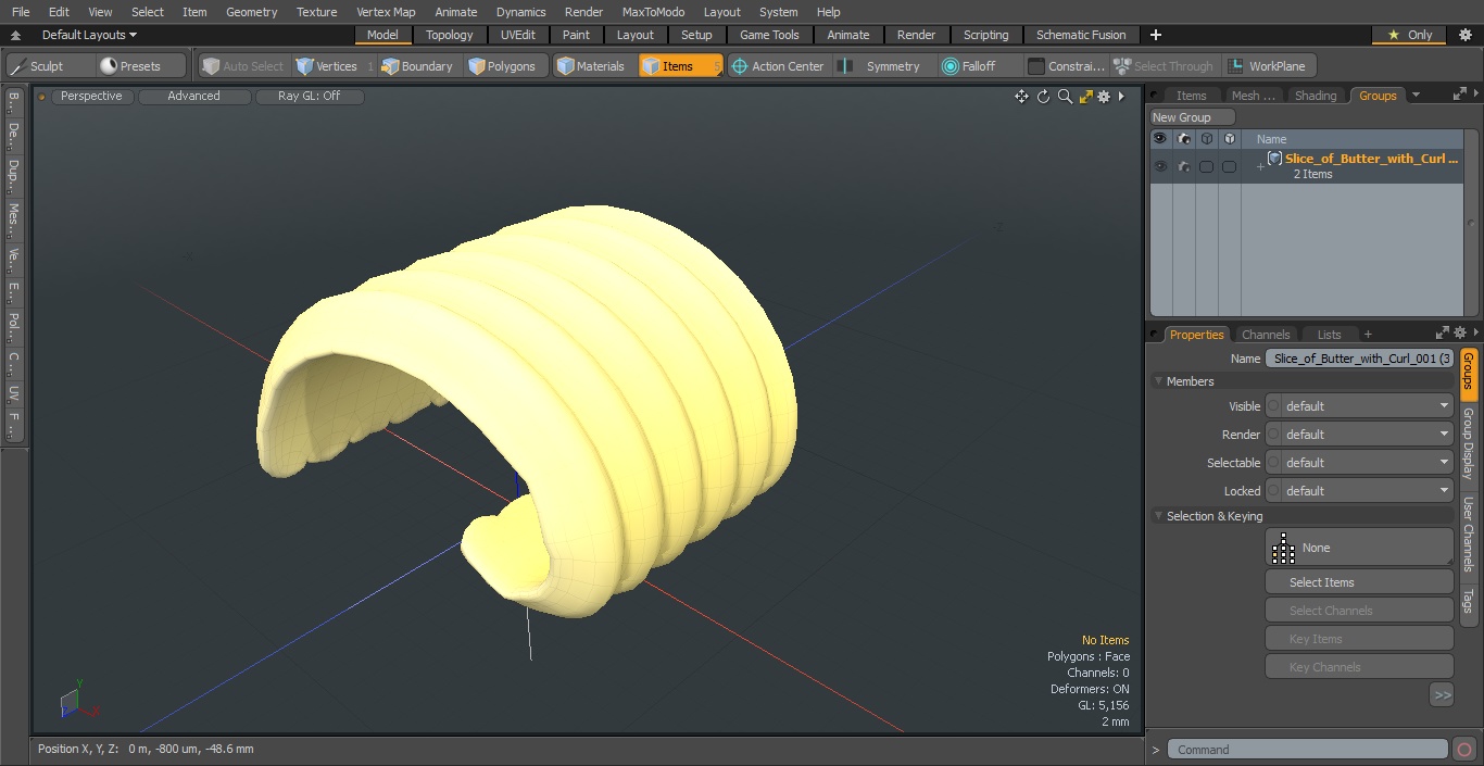 3D model Slice of Butter with Curl