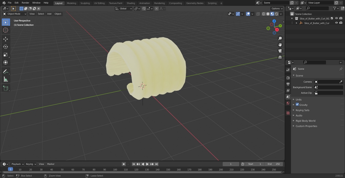 3D model Slice of Butter with Curl