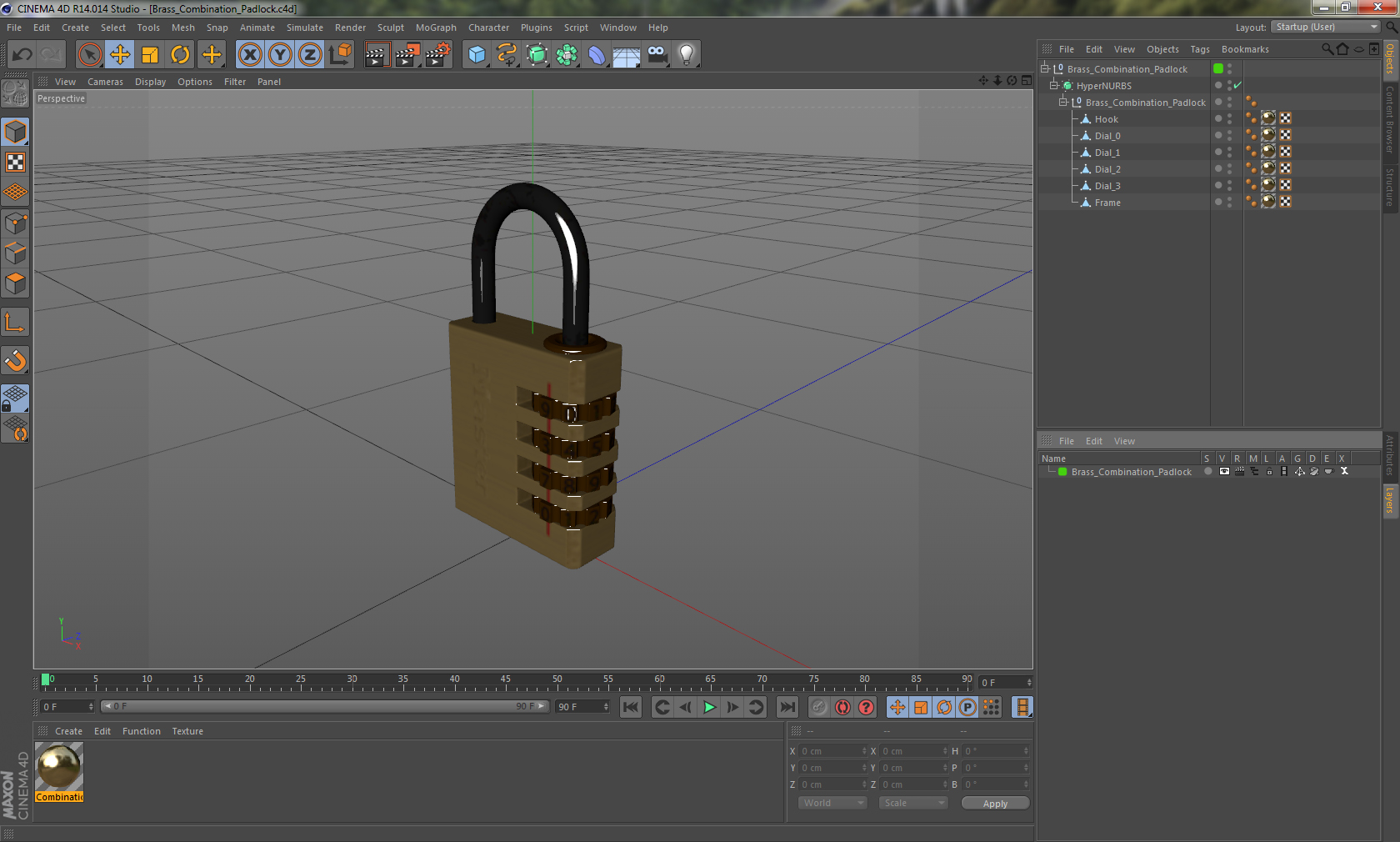 3D model Brass Combination Padlock