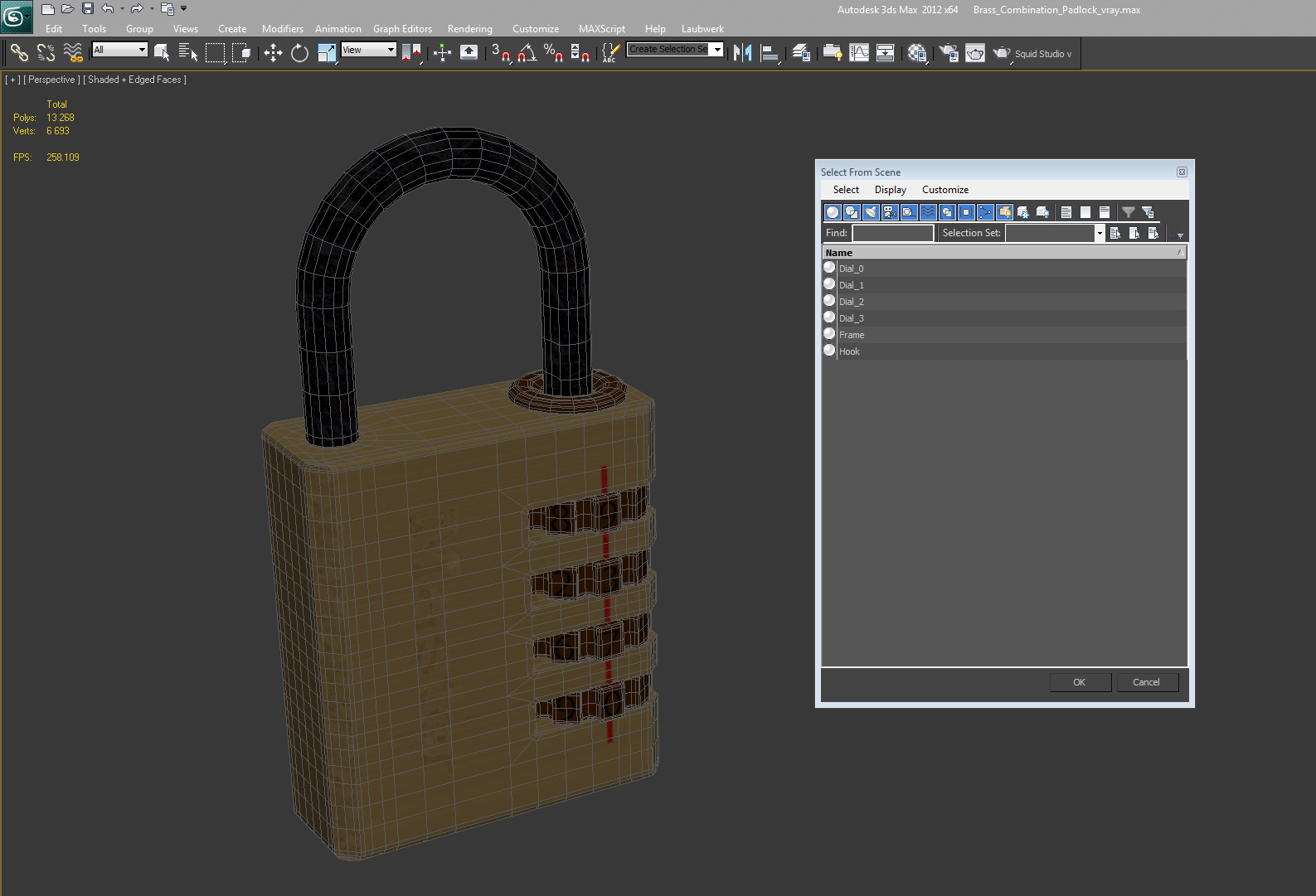 3D model Brass Combination Padlock