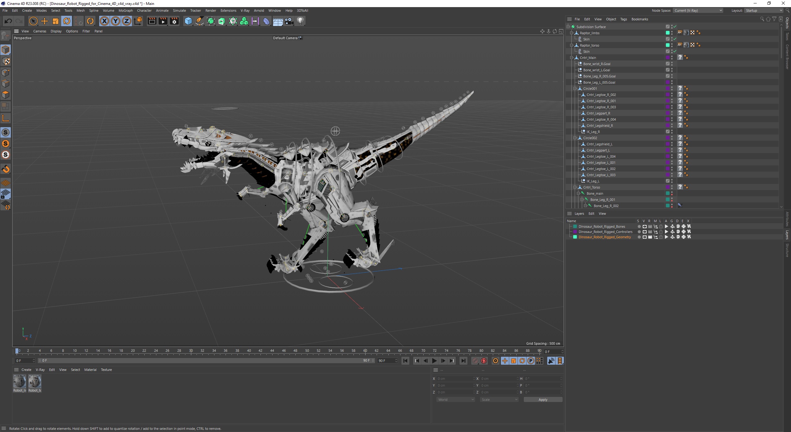 3D model Dinosaur Robot Rigged for Cinema 4D