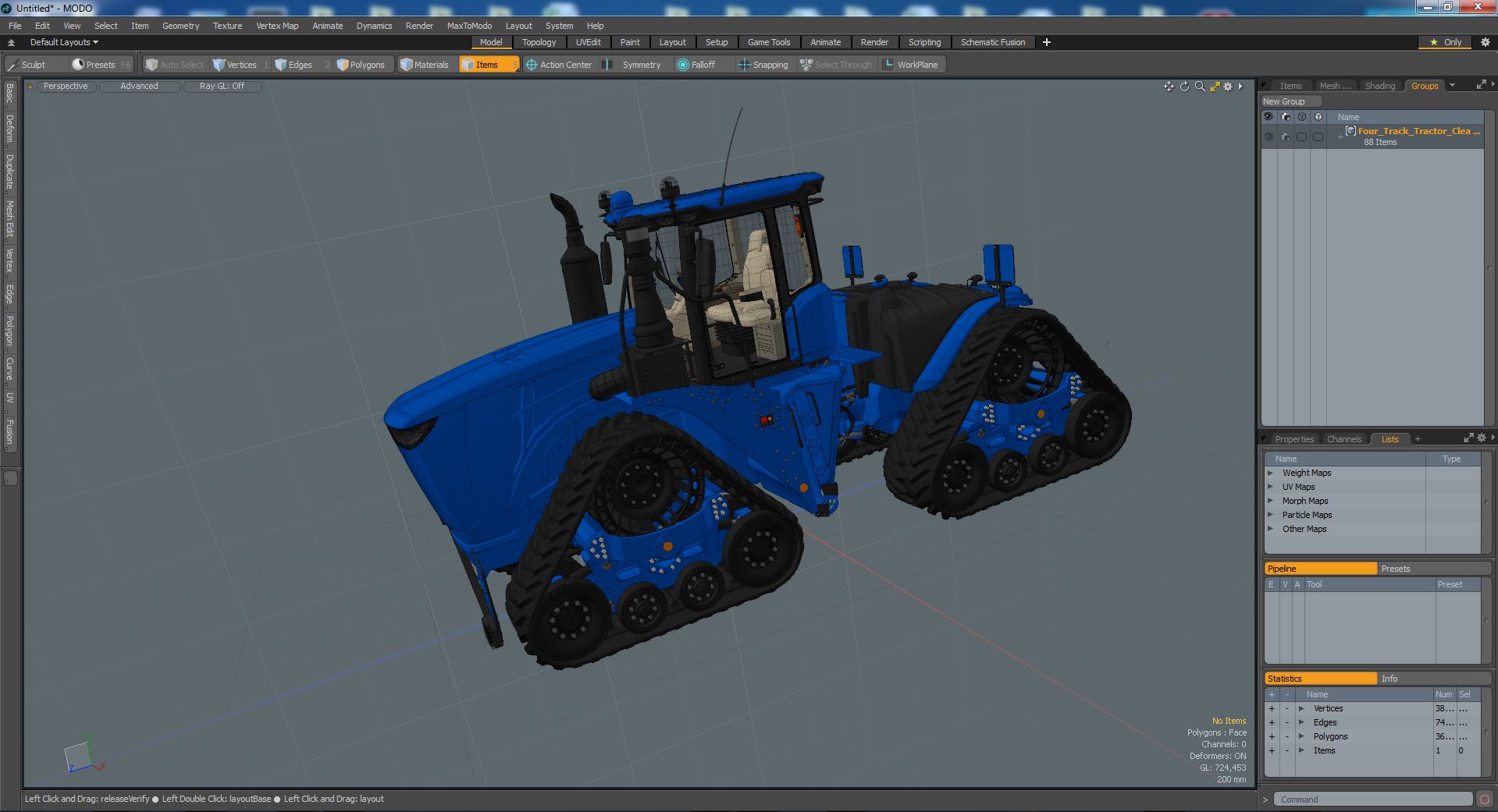 Four Track Tractor Clean 3D model