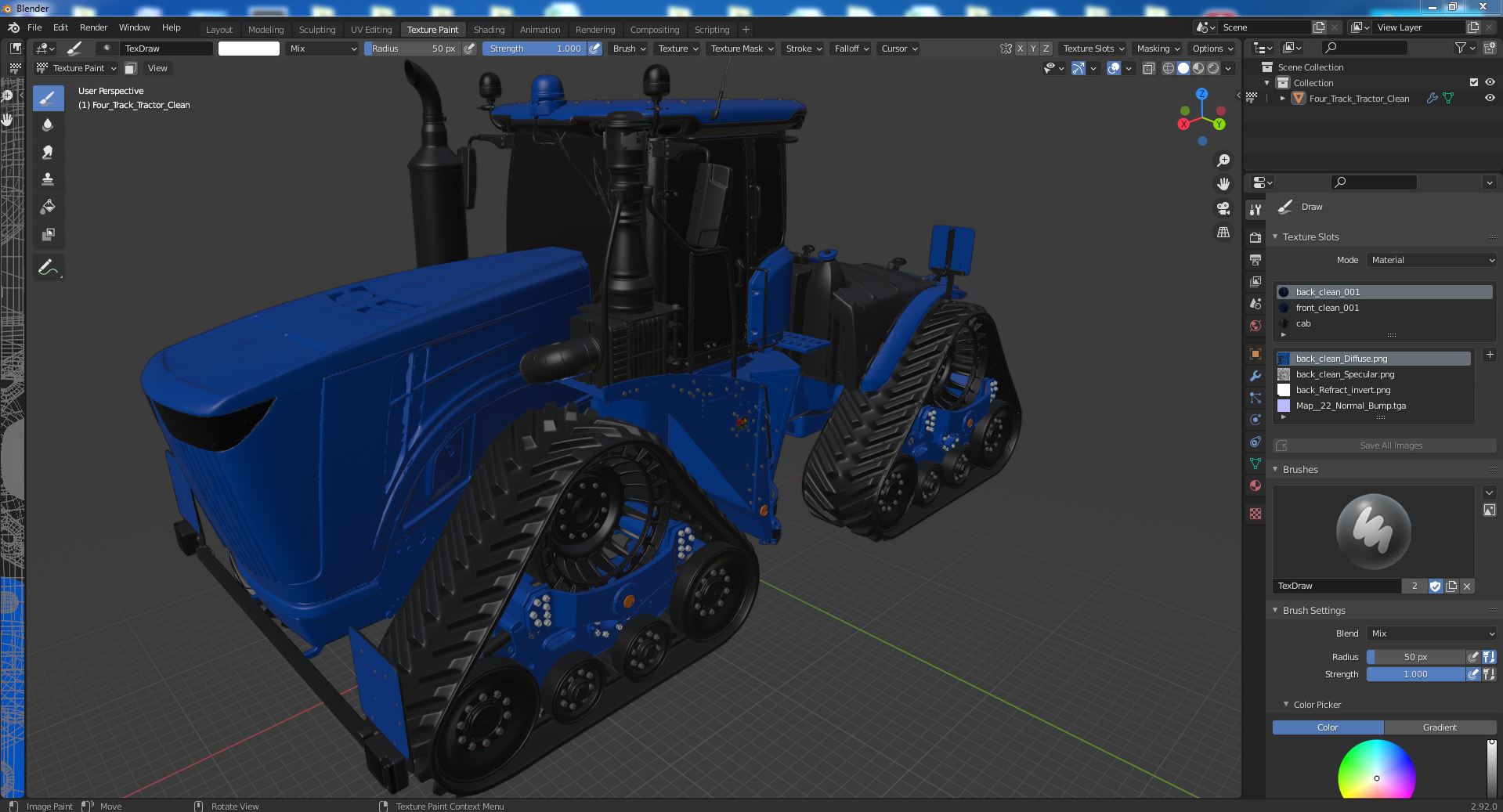 Four Track Tractor Clean 3D model