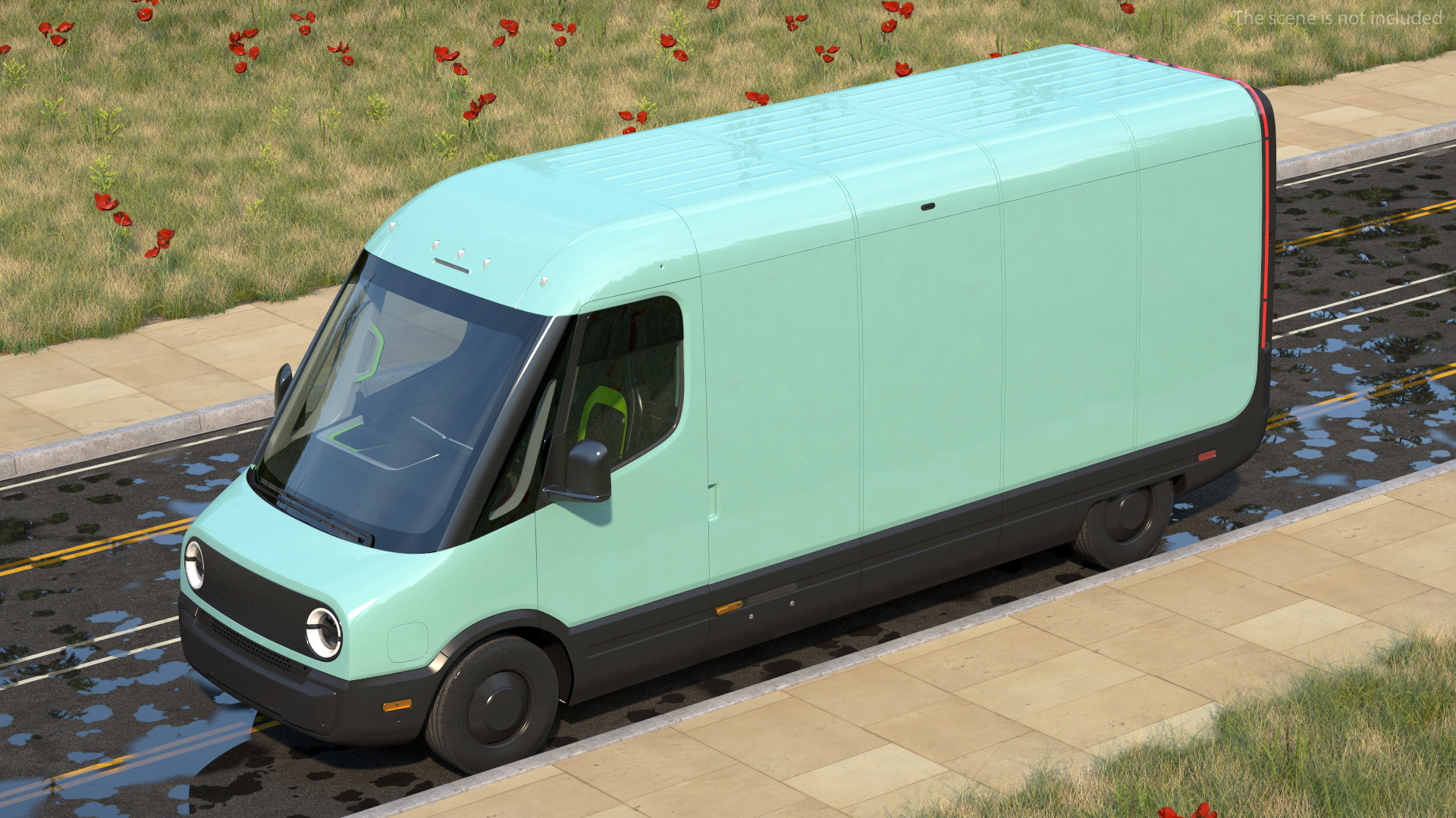 3D Electric Delivery Van Rigged model