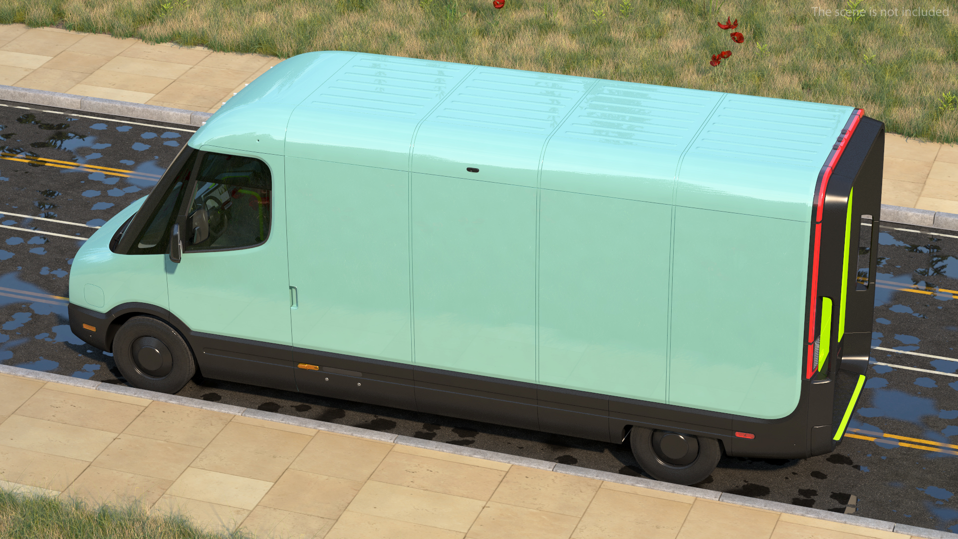 3D Electric Delivery Van Rigged model