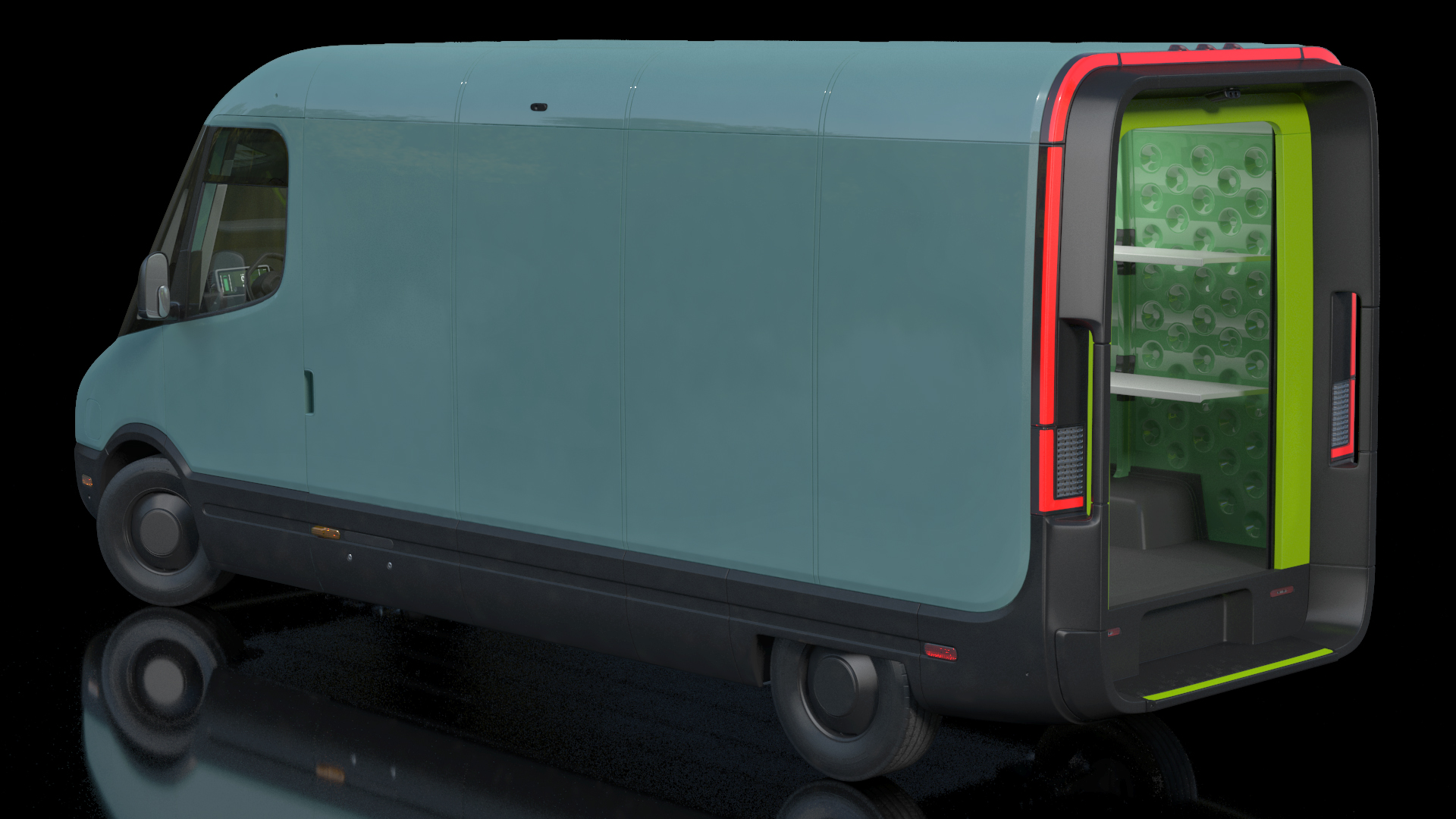 3D Electric Delivery Van Rigged model