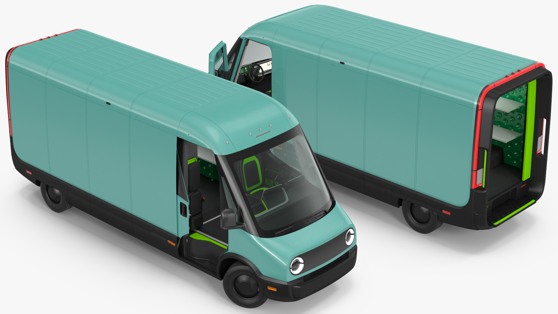 3D Electric Delivery Van Rigged model