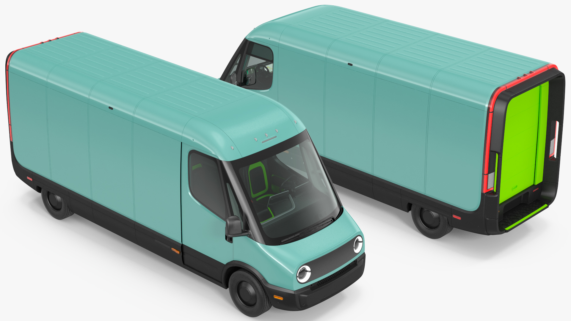 3D Electric Delivery Van Rigged model