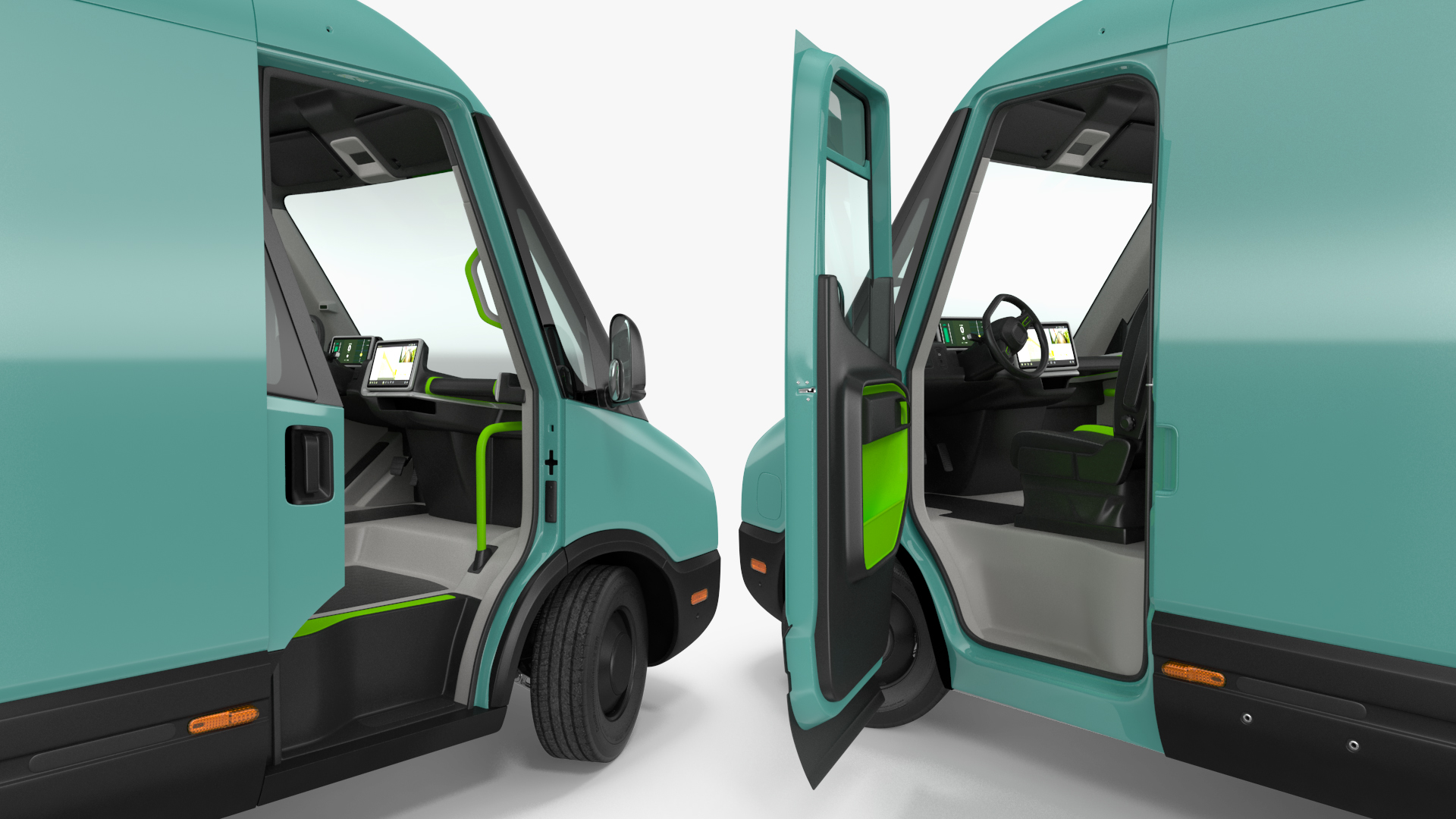 3D Electric Delivery Van Rigged model