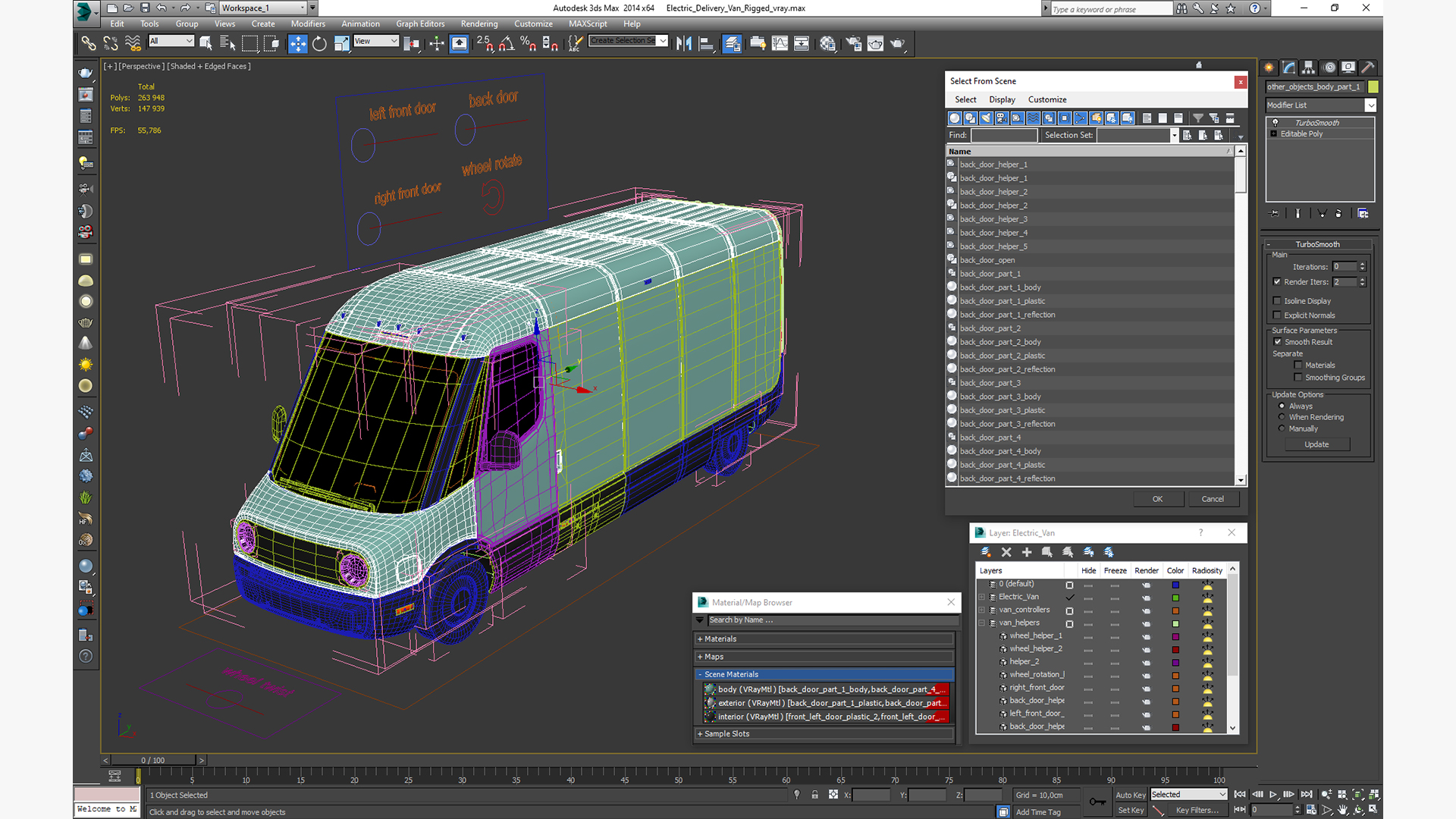 3D Electric Delivery Van Rigged model