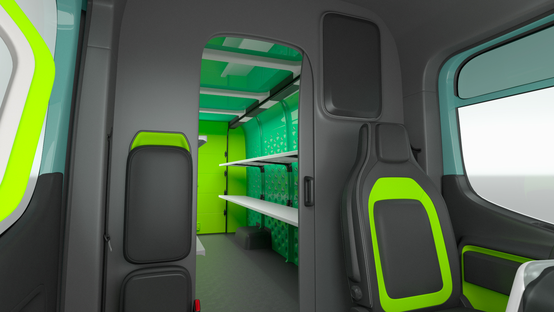 3D Electric Delivery Van Rigged model