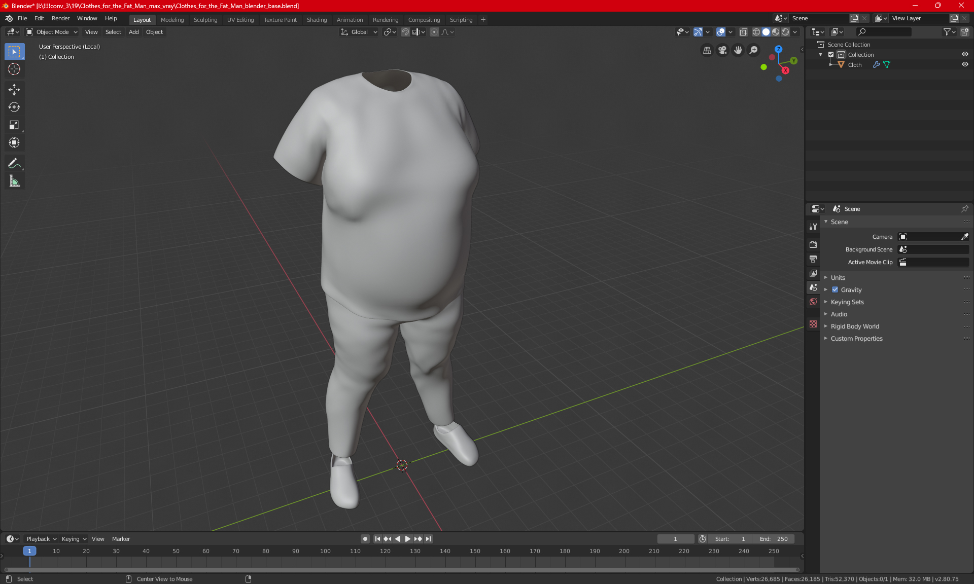 3D Clothes for the Fat Man model