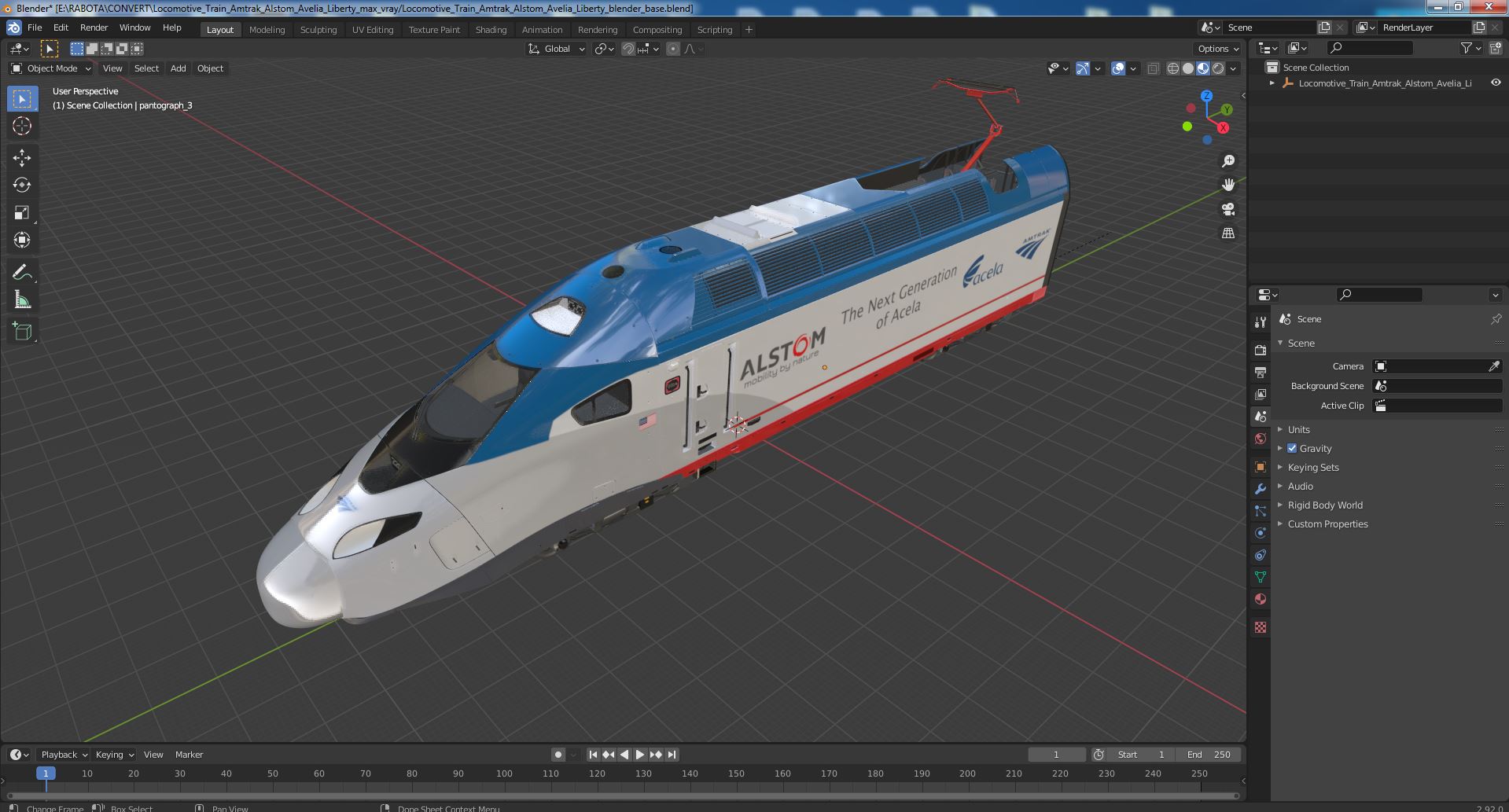 3D model Locomotive Train Amtrak Alstom Avelia Liberty