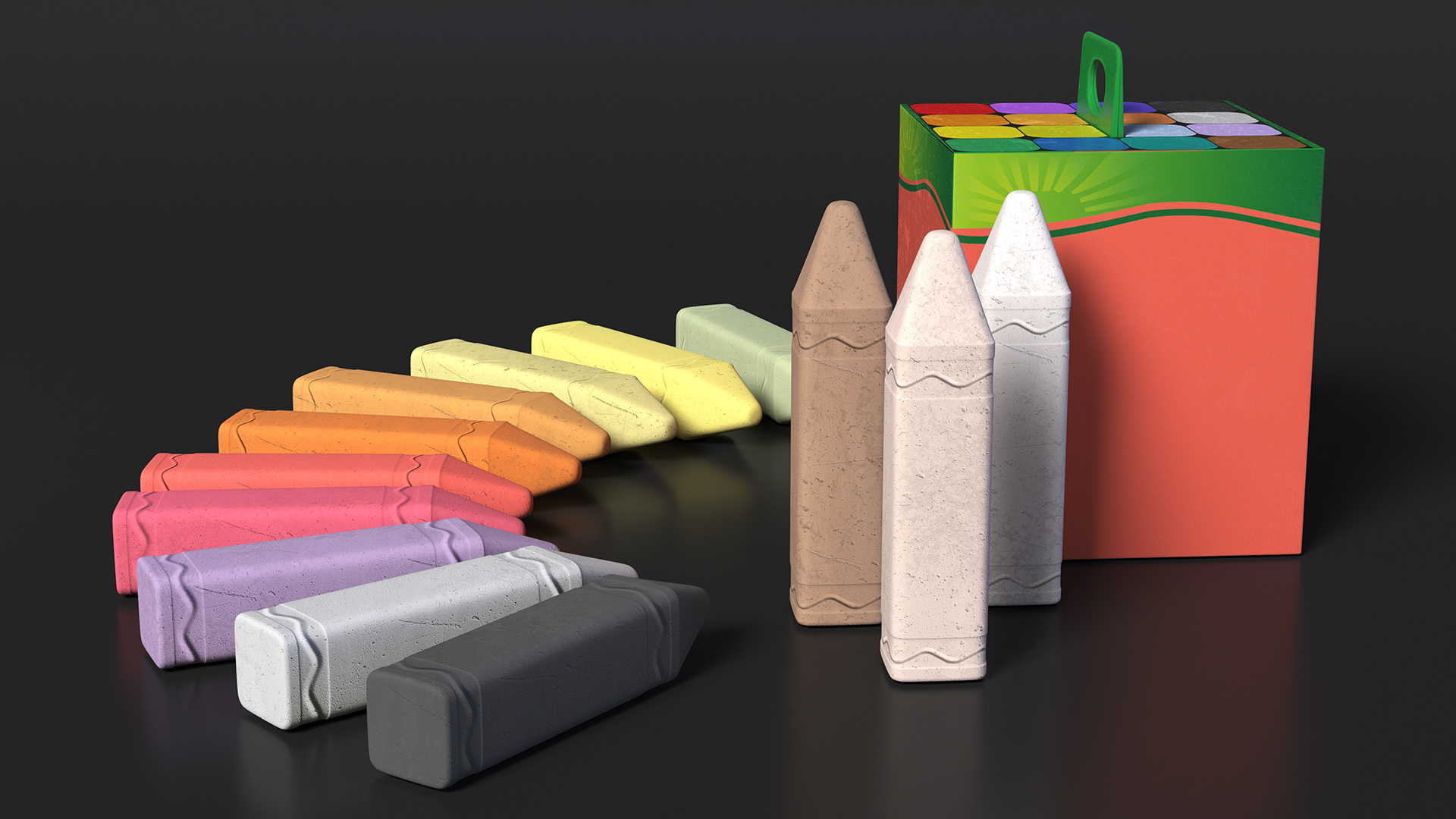 Colored Sidewalk Chalk 3D