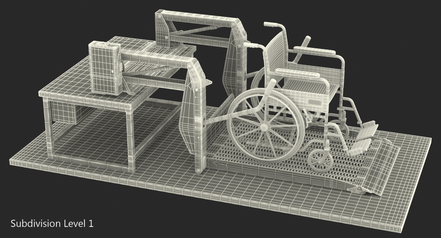 3D model Wheelchair at Hydraulic Lift Rigged