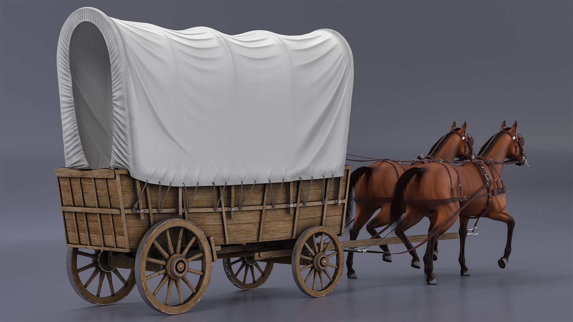 3D model Covered Wagon with Horses