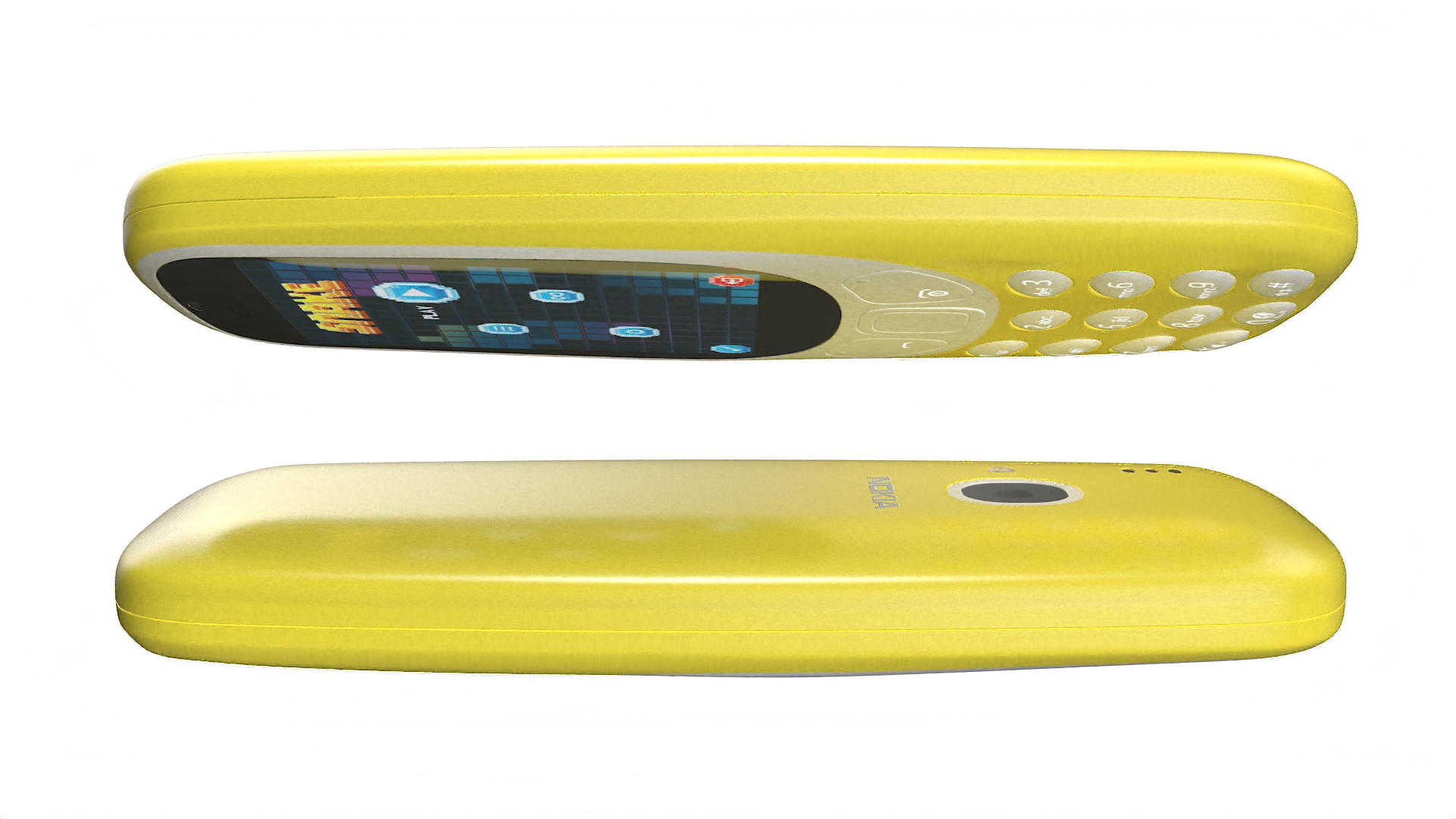 3D Yellow Nokia 3310 New Lights On