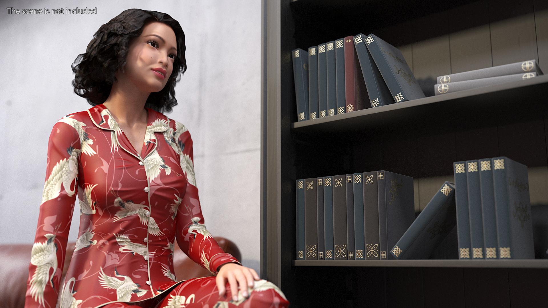 Asian Woman in Satin Pijama Rigged 3D model