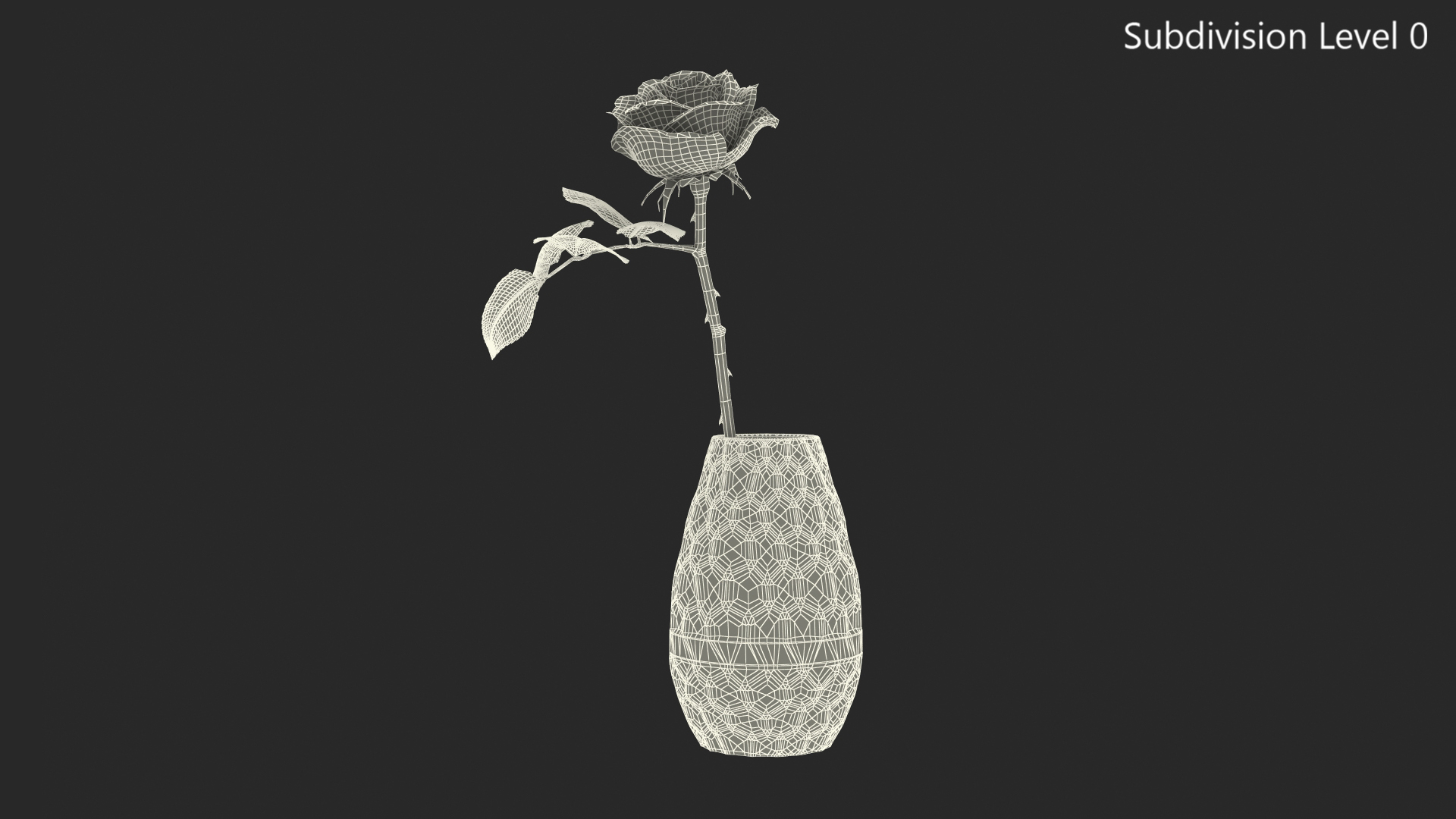 Hexagon Vase with Rose 3D