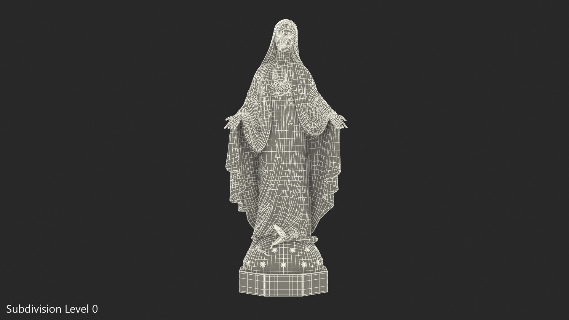 3D Virgin Mary Statue Painted