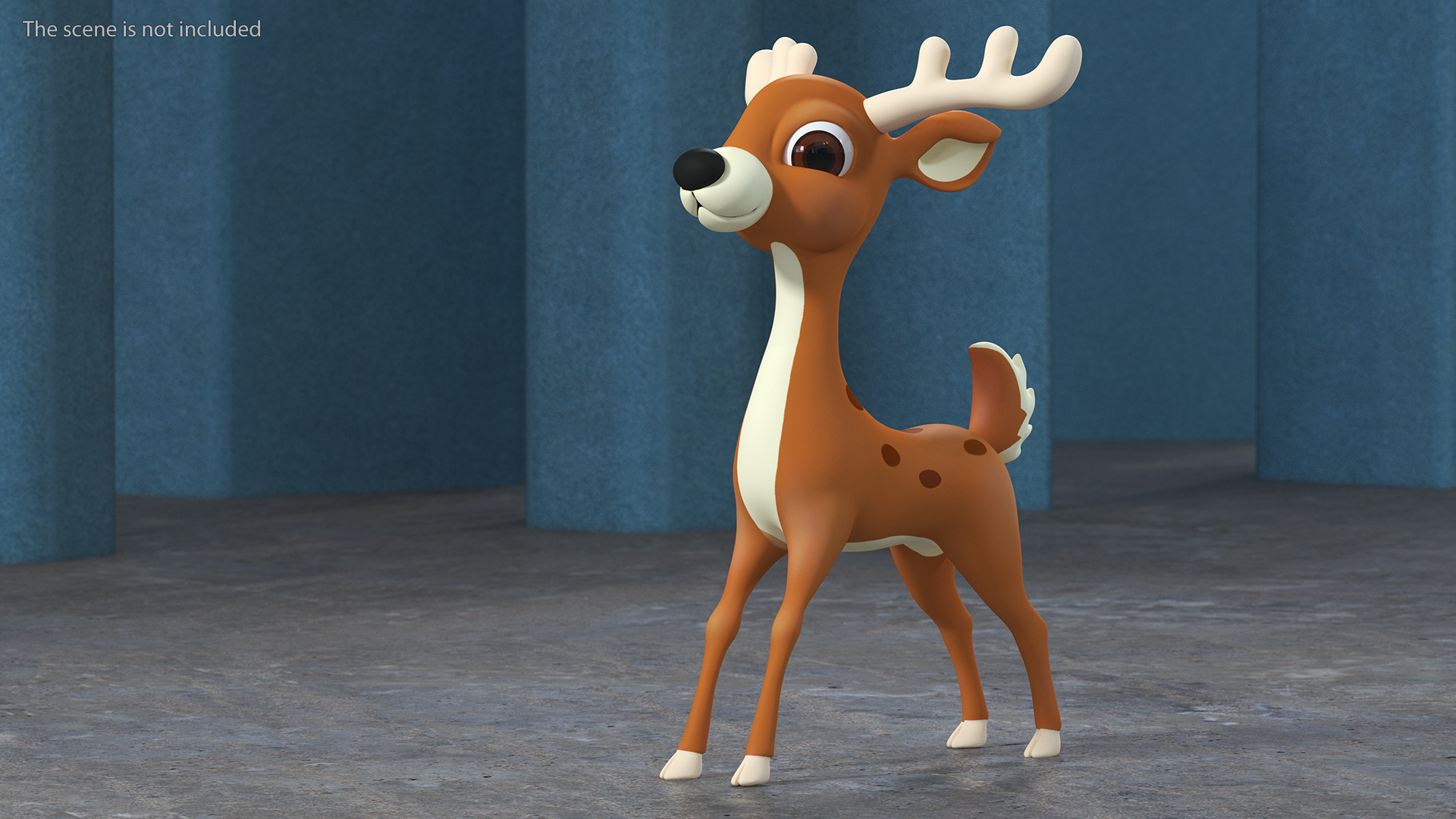 Cartoon Brown Reindeer 3D