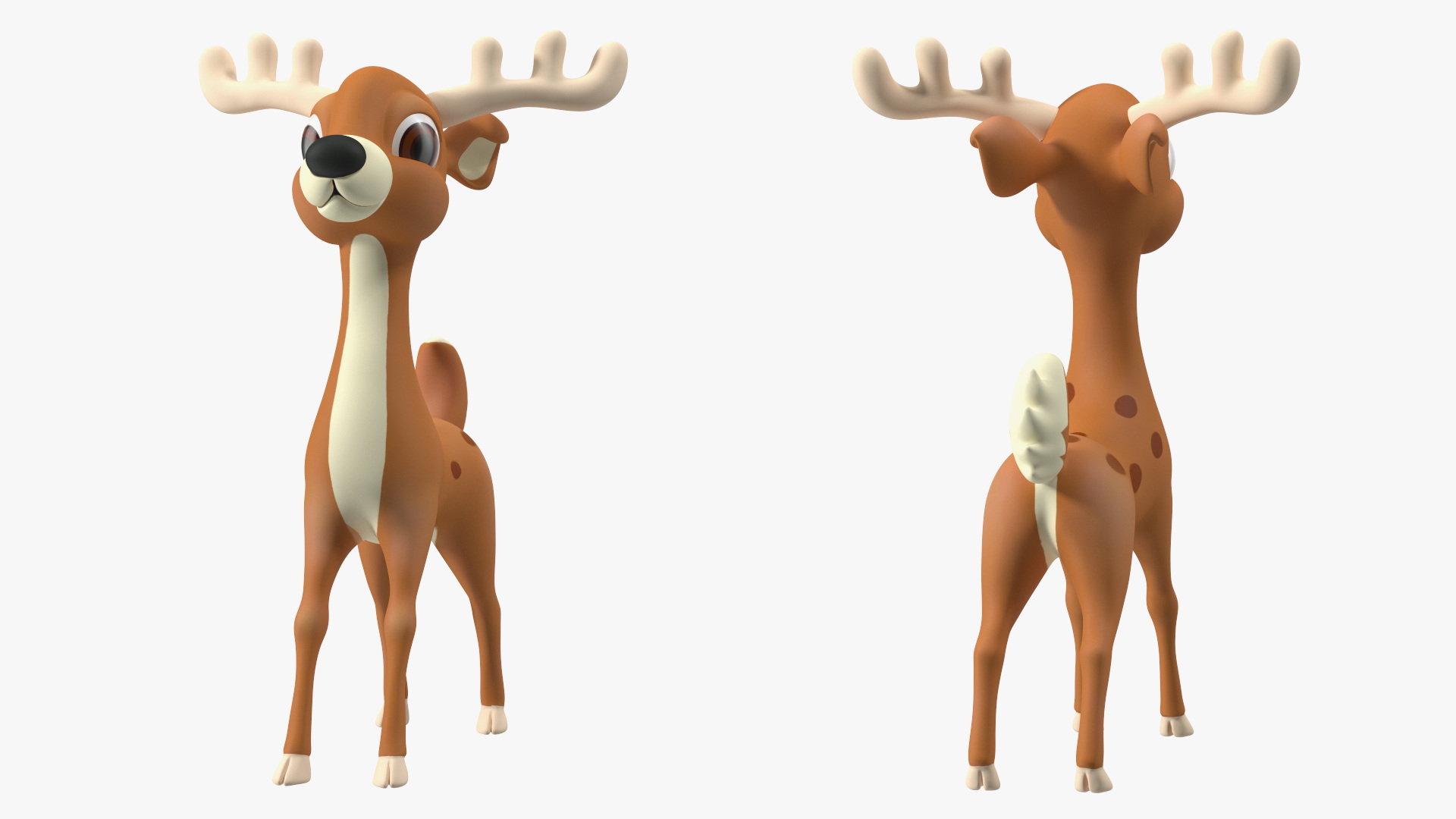 Cartoon Brown Reindeer 3D