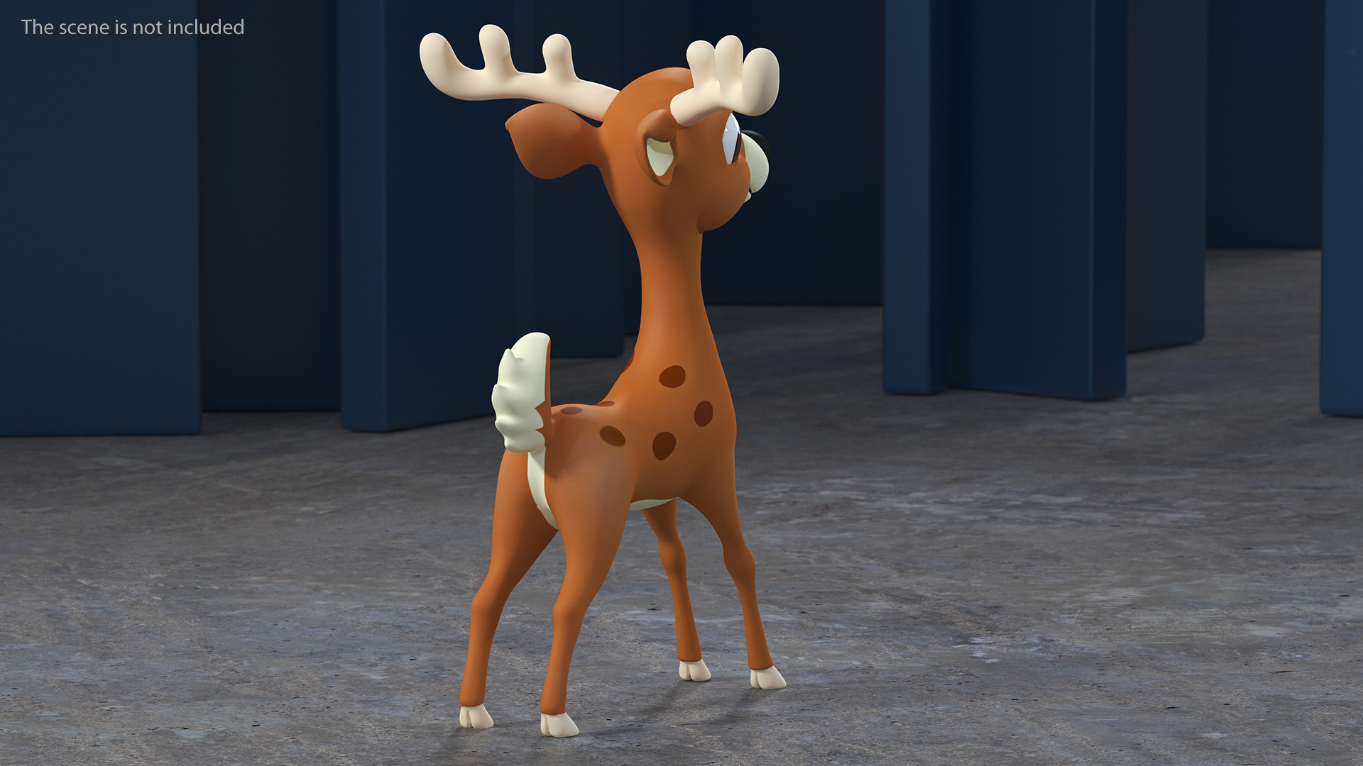 Cartoon Brown Reindeer 3D