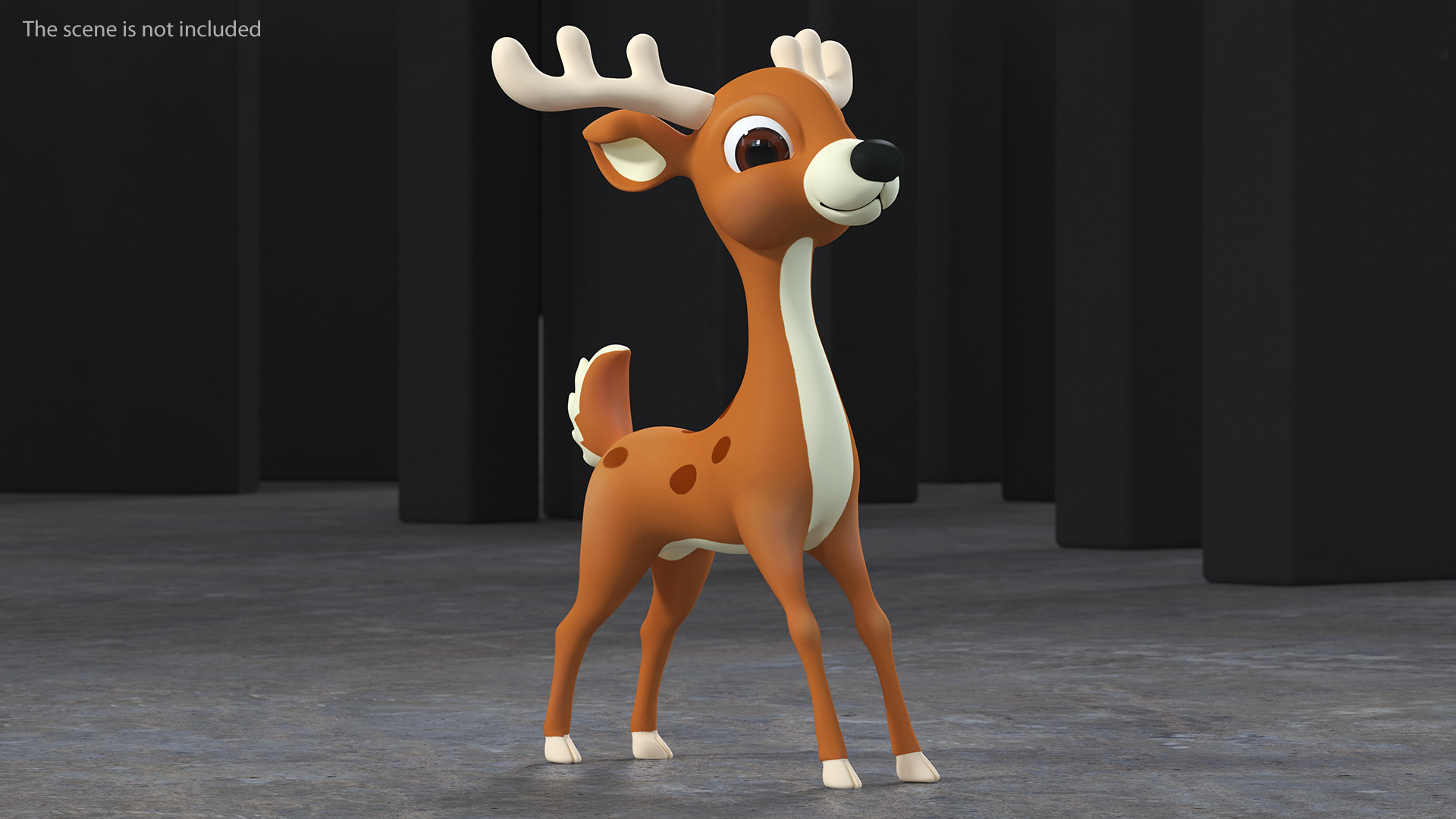 Cartoon Brown Reindeer 3D