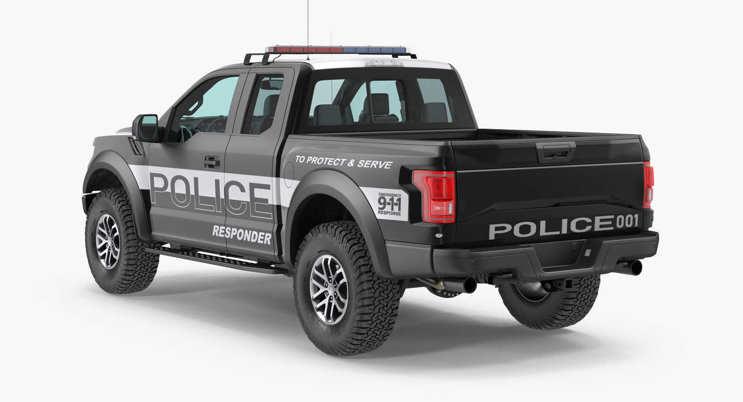 3D Police Pickup Truck Modern Generic Rigged