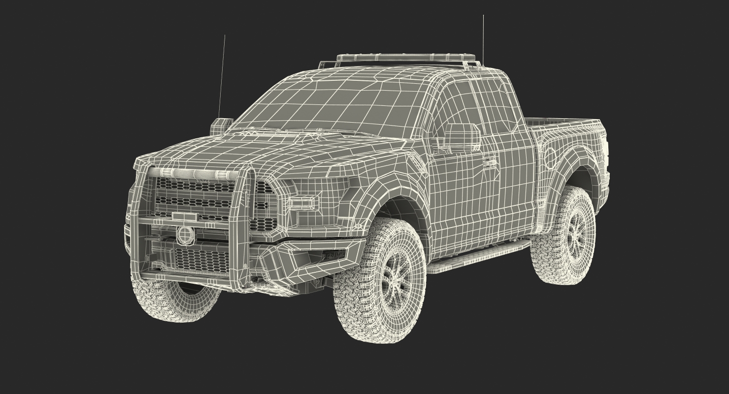 3D Police Pickup Truck Modern Generic Rigged