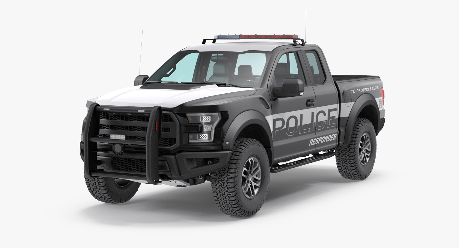 3D Police Pickup Truck Modern Generic Rigged