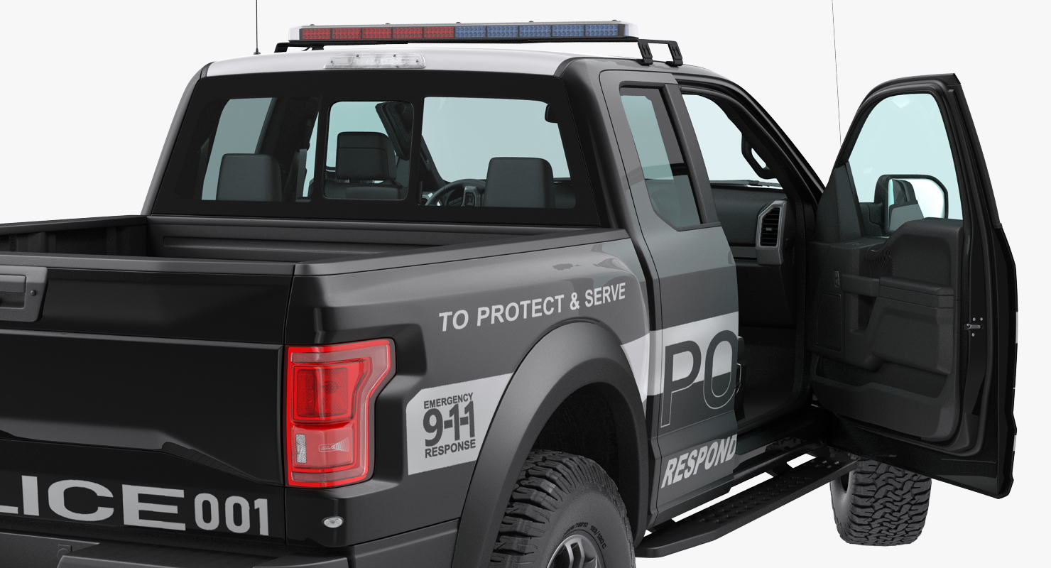 3D Police Pickup Truck Modern Generic Rigged