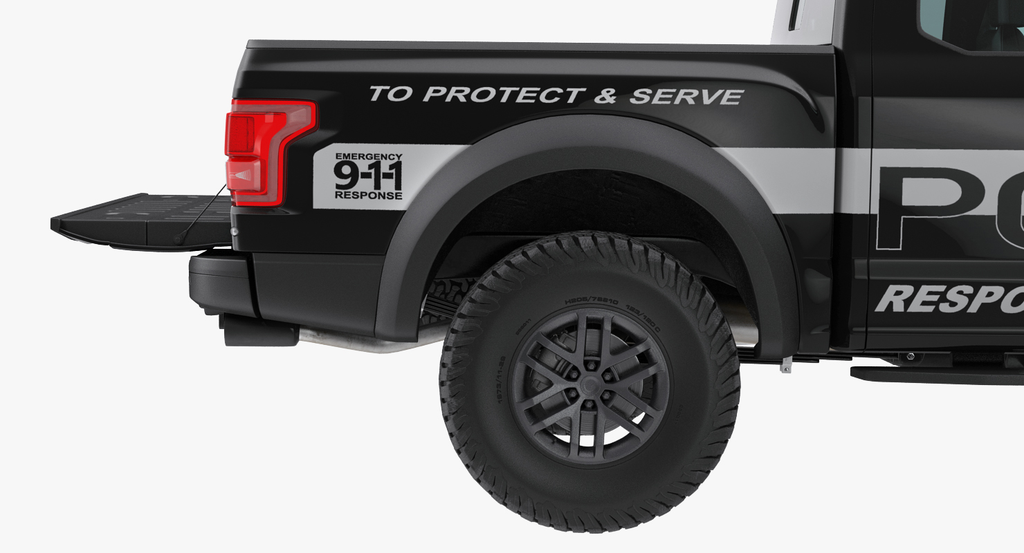 3D Police Pickup Truck Modern Generic Rigged