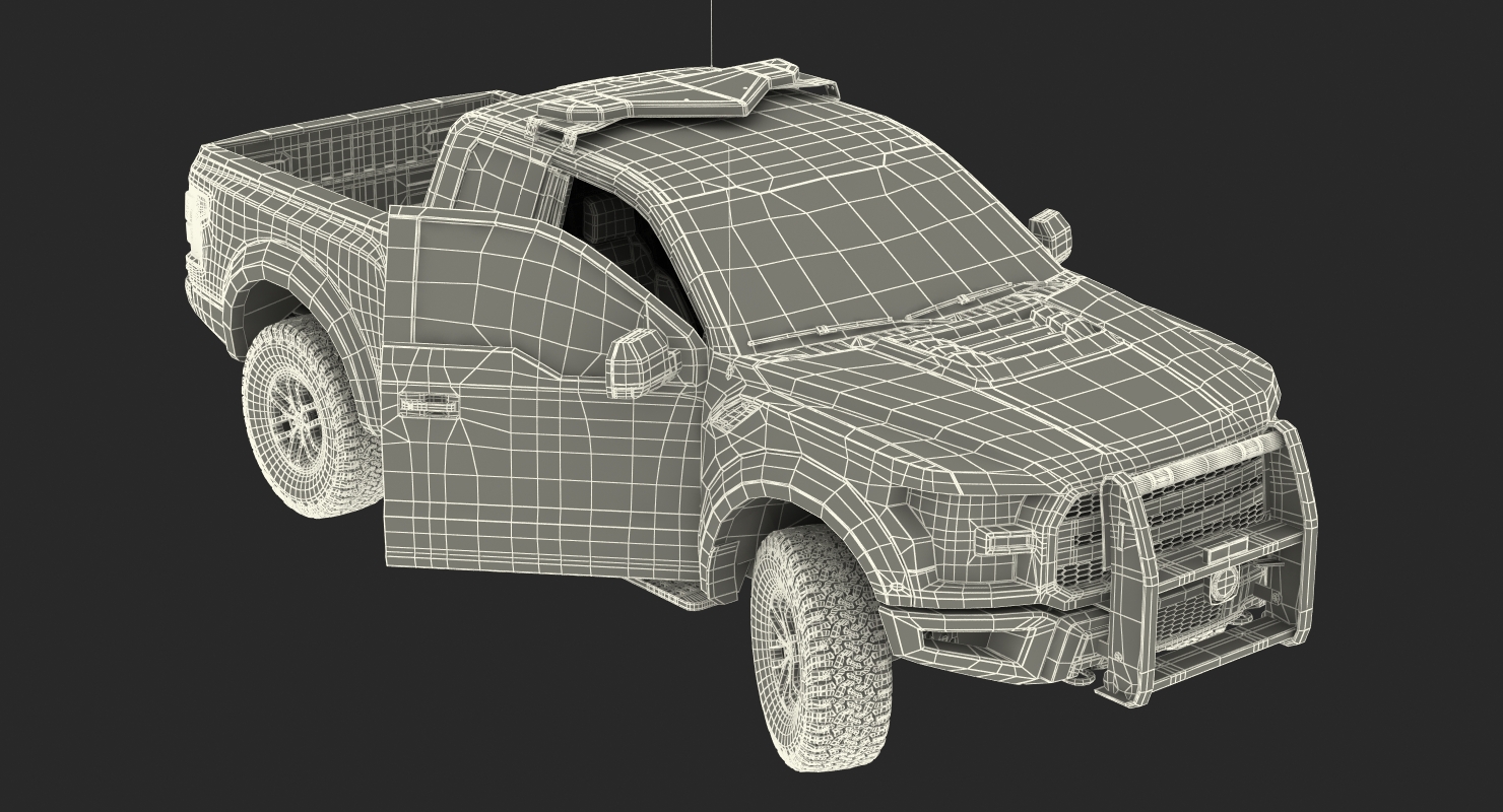 3D Police Pickup Truck Modern Generic Rigged