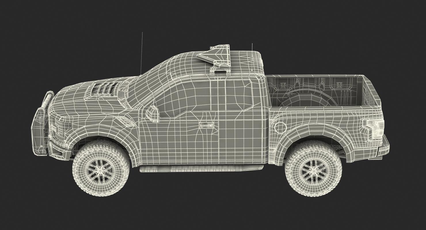 3D Police Pickup Truck Modern Generic Rigged